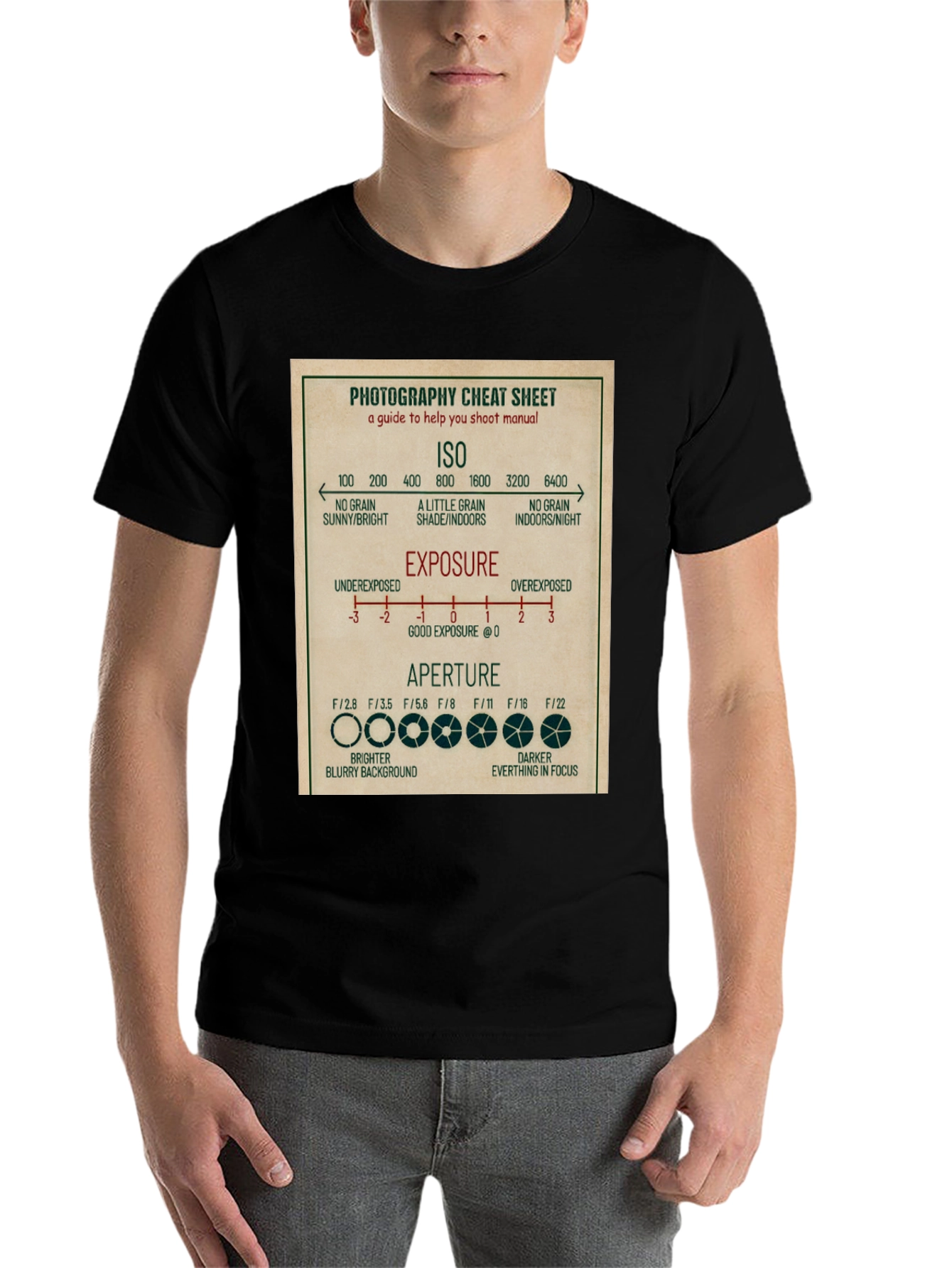 Photography Cheat Sheet T-Shirt - Camera Settings Guide Tee