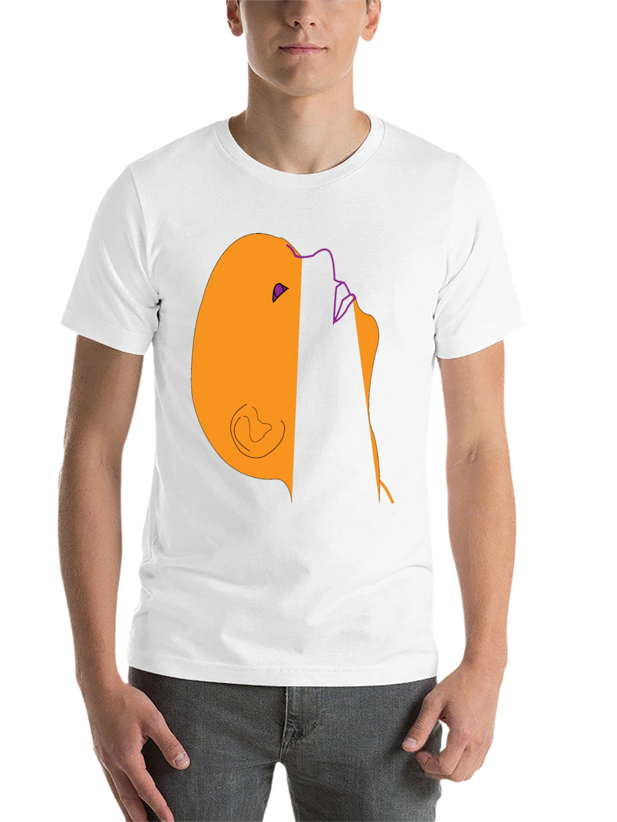 Abstract Face Graphic Tee - Modern Casual Style