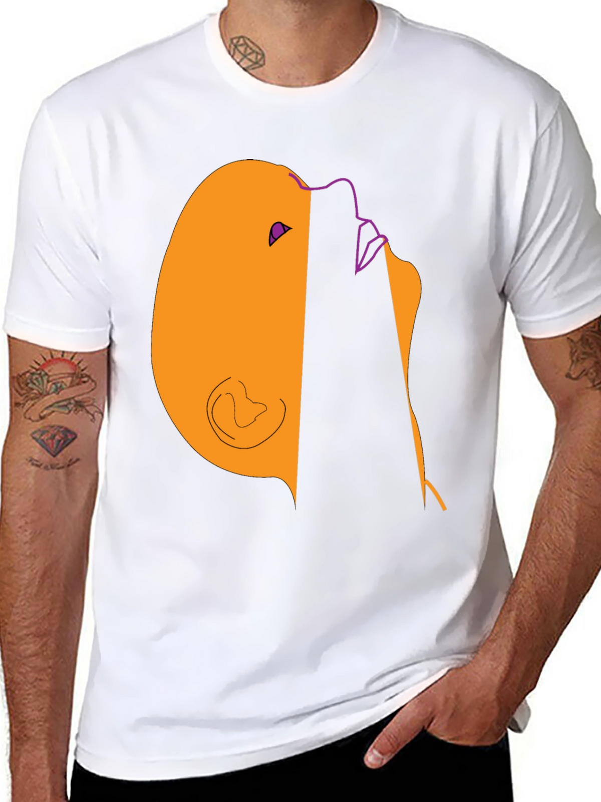 Abstract Face Graphic Tee - Modern Casual Style