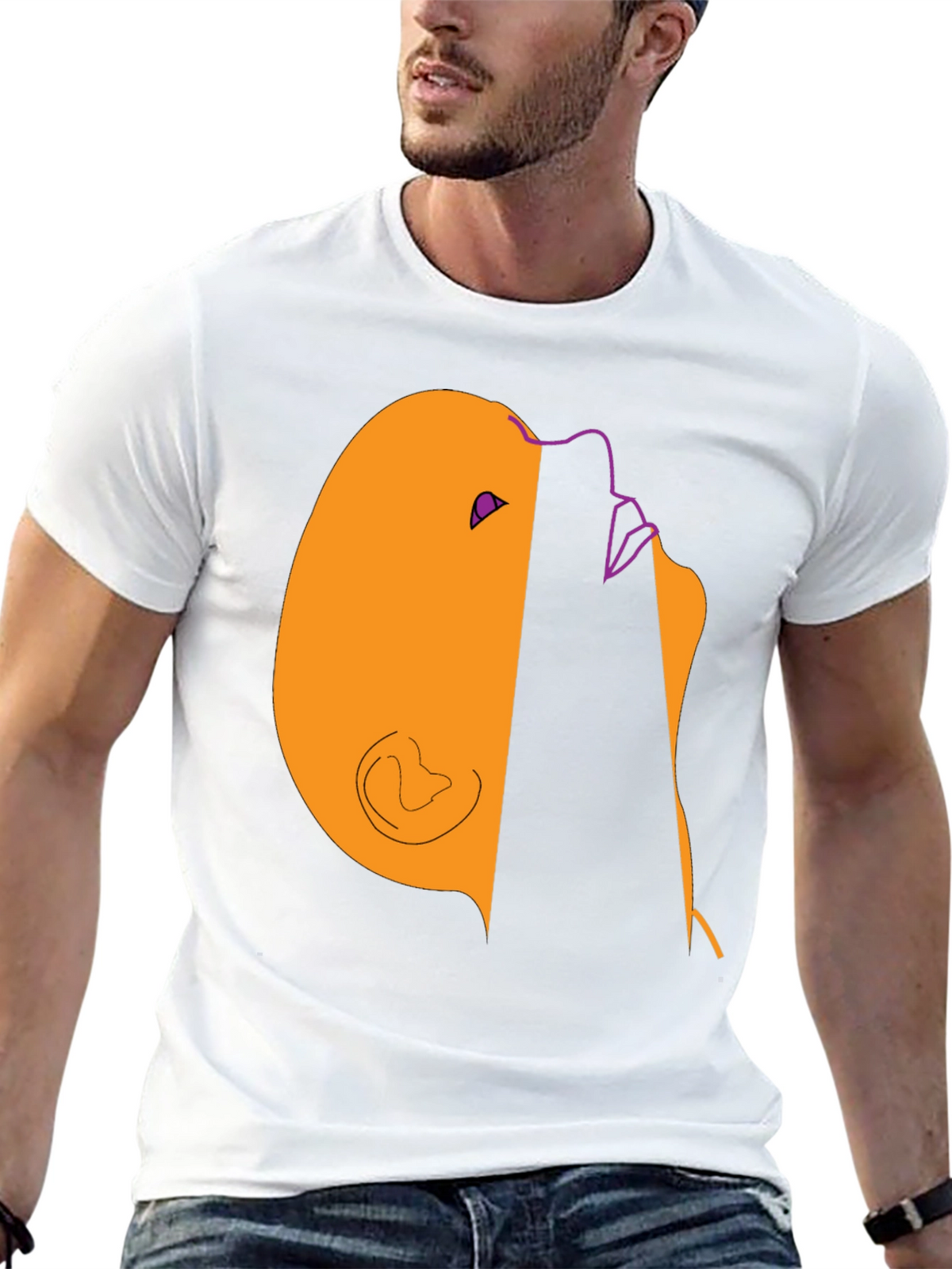 Abstract Face Graphic Tee - Modern Casual Style