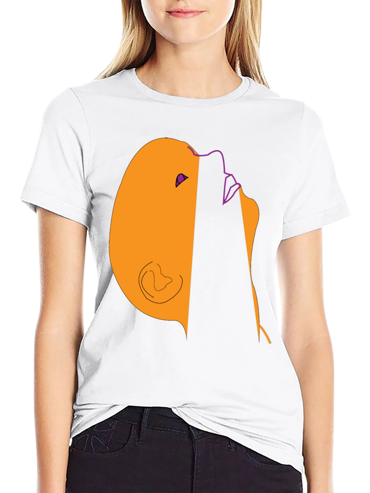 Abstract Face Graphic Tee - Modern Casual Style