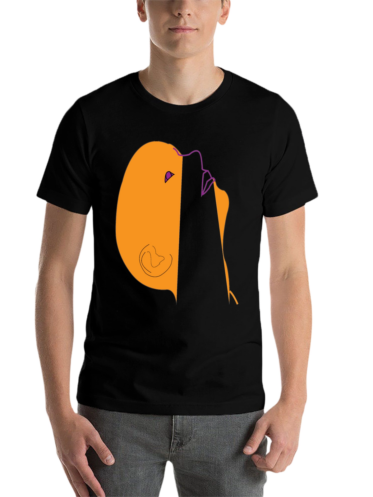 Abstract Face Graphic Tee - Modern Casual Style