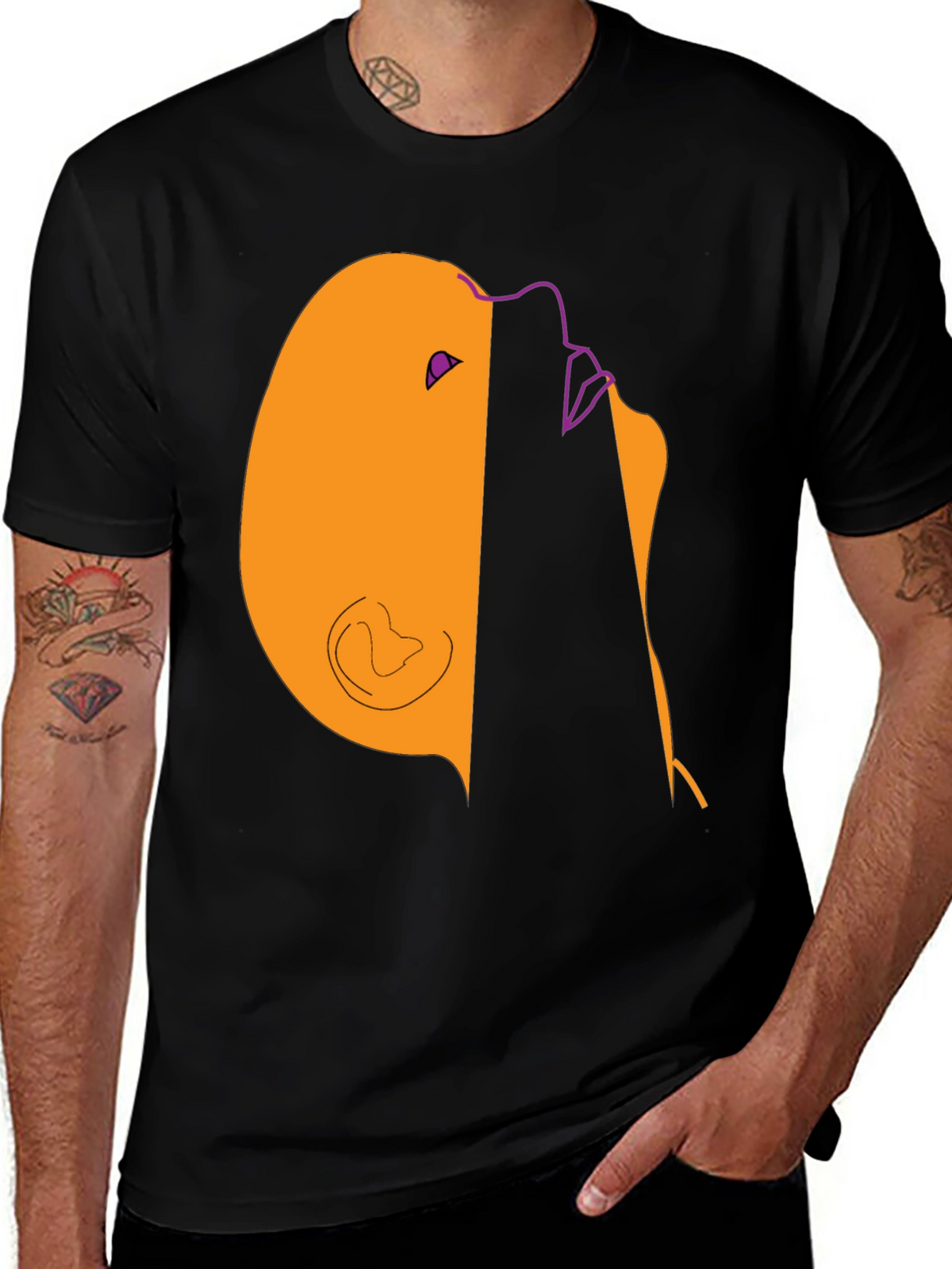 Abstract Face Graphic Tee - Modern Casual Style