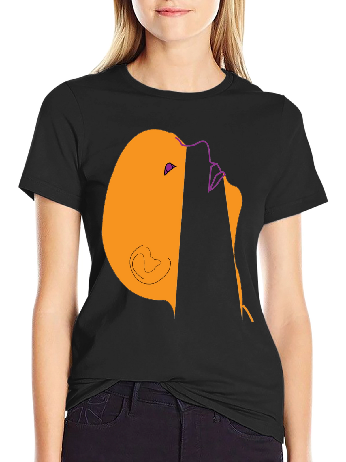 Abstract Face Graphic Tee - Modern Casual Style