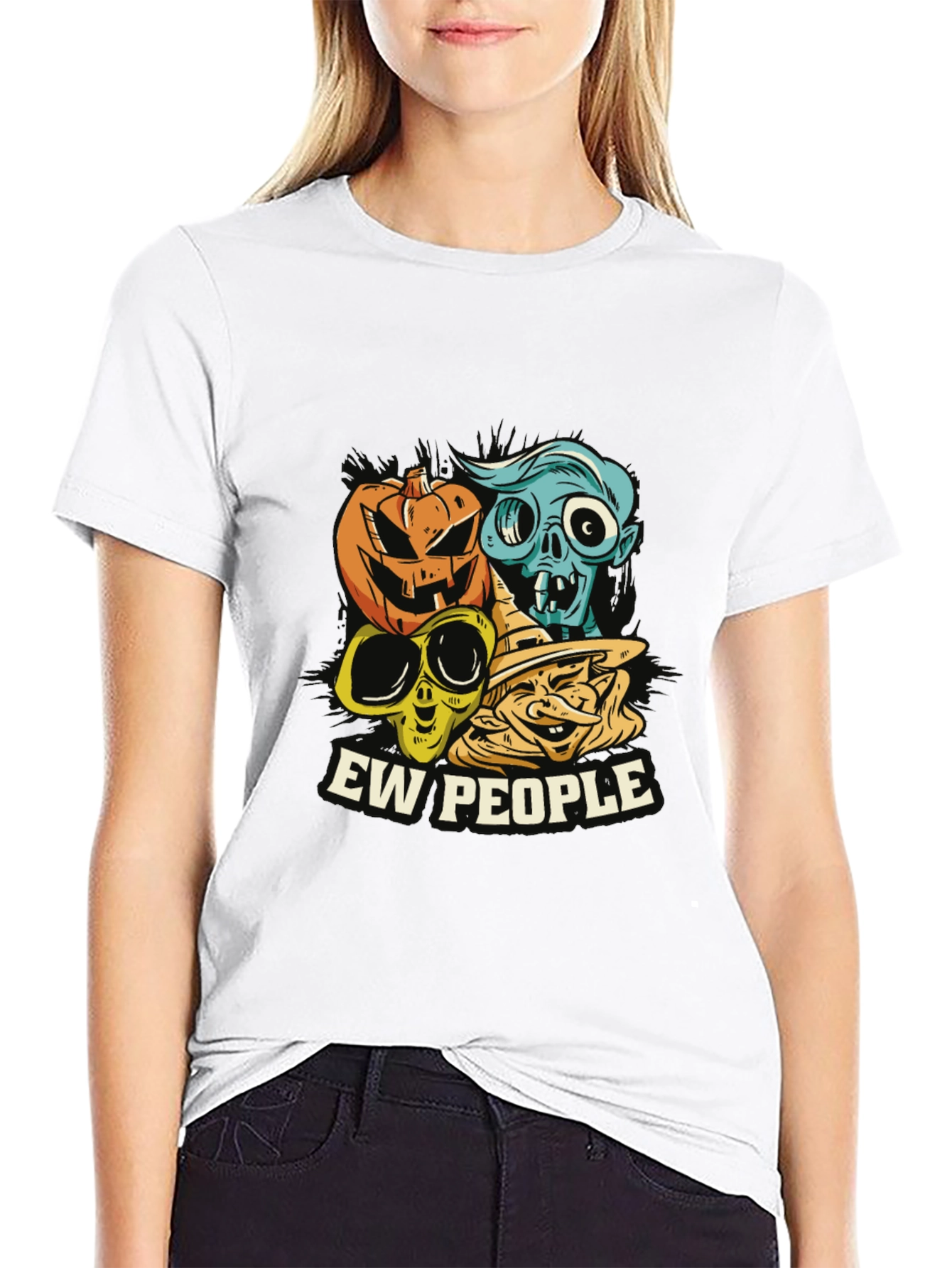 Ew People Halloween Graphic Tee - Spooky Season T-Shirt