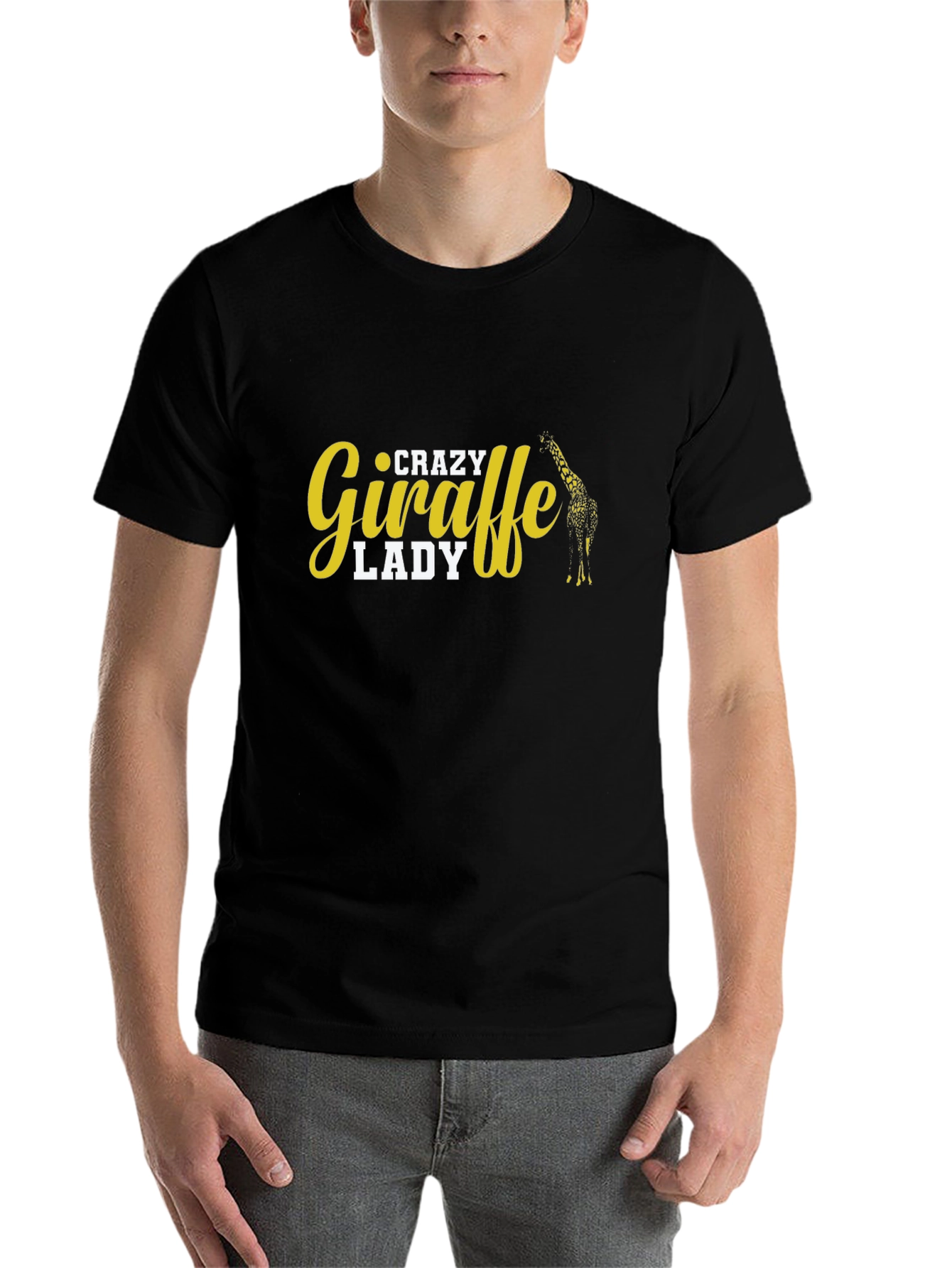Crazy Giraffe Lady T-Shirt - Black