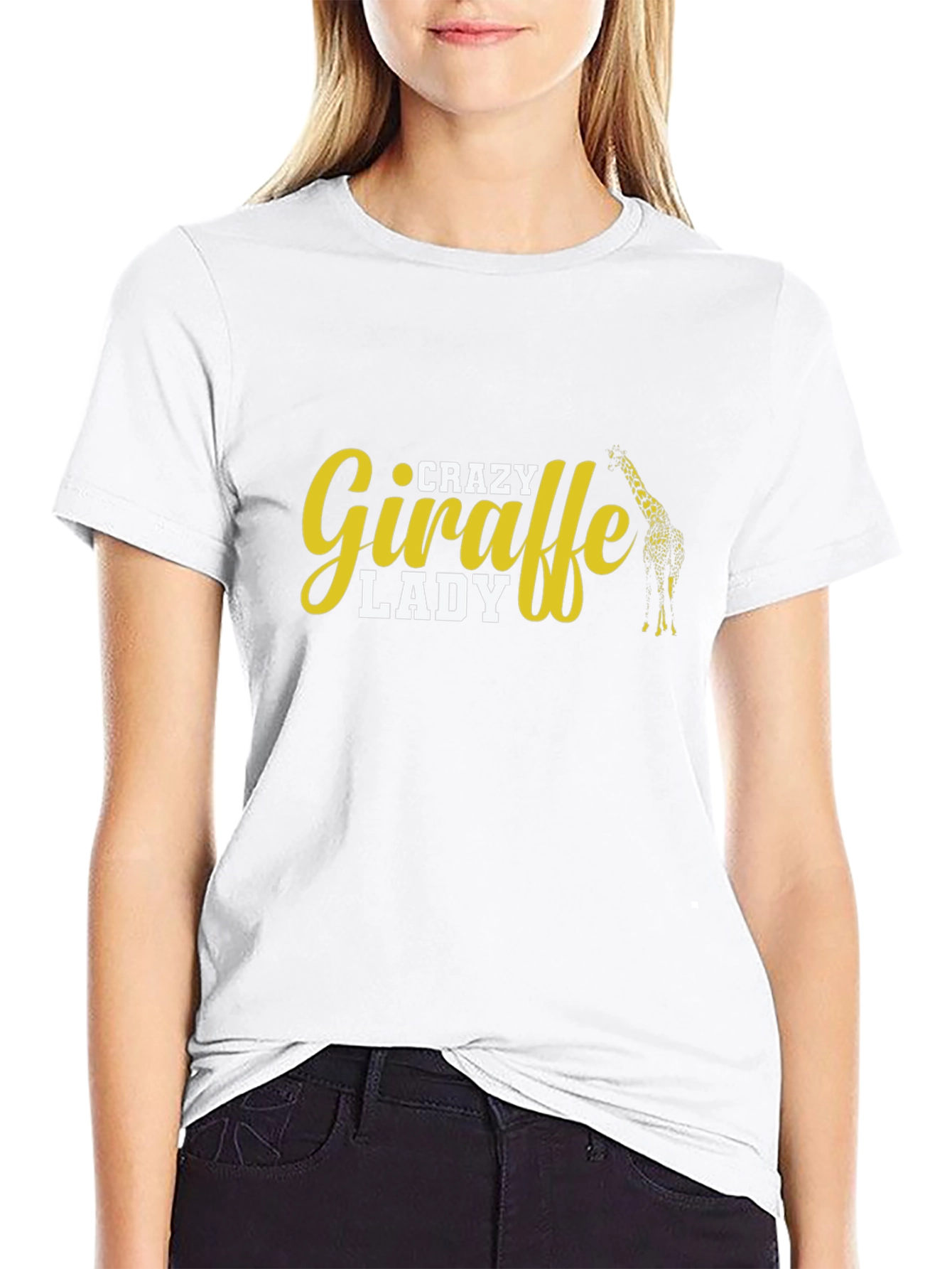 Crazy Giraffe Lady T-Shirt - Black