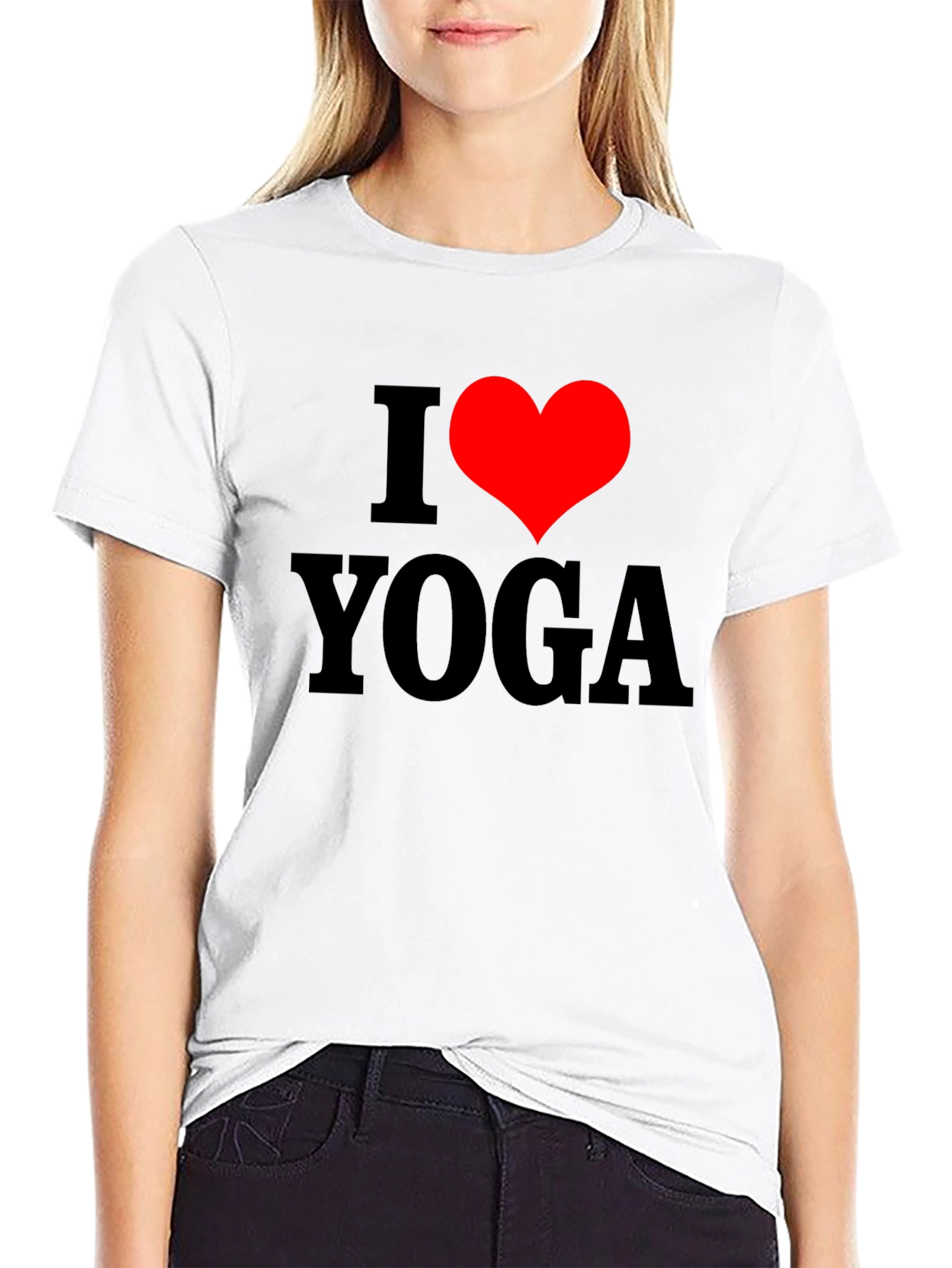 I Heart Yoga Graphic T-Shirt - Black