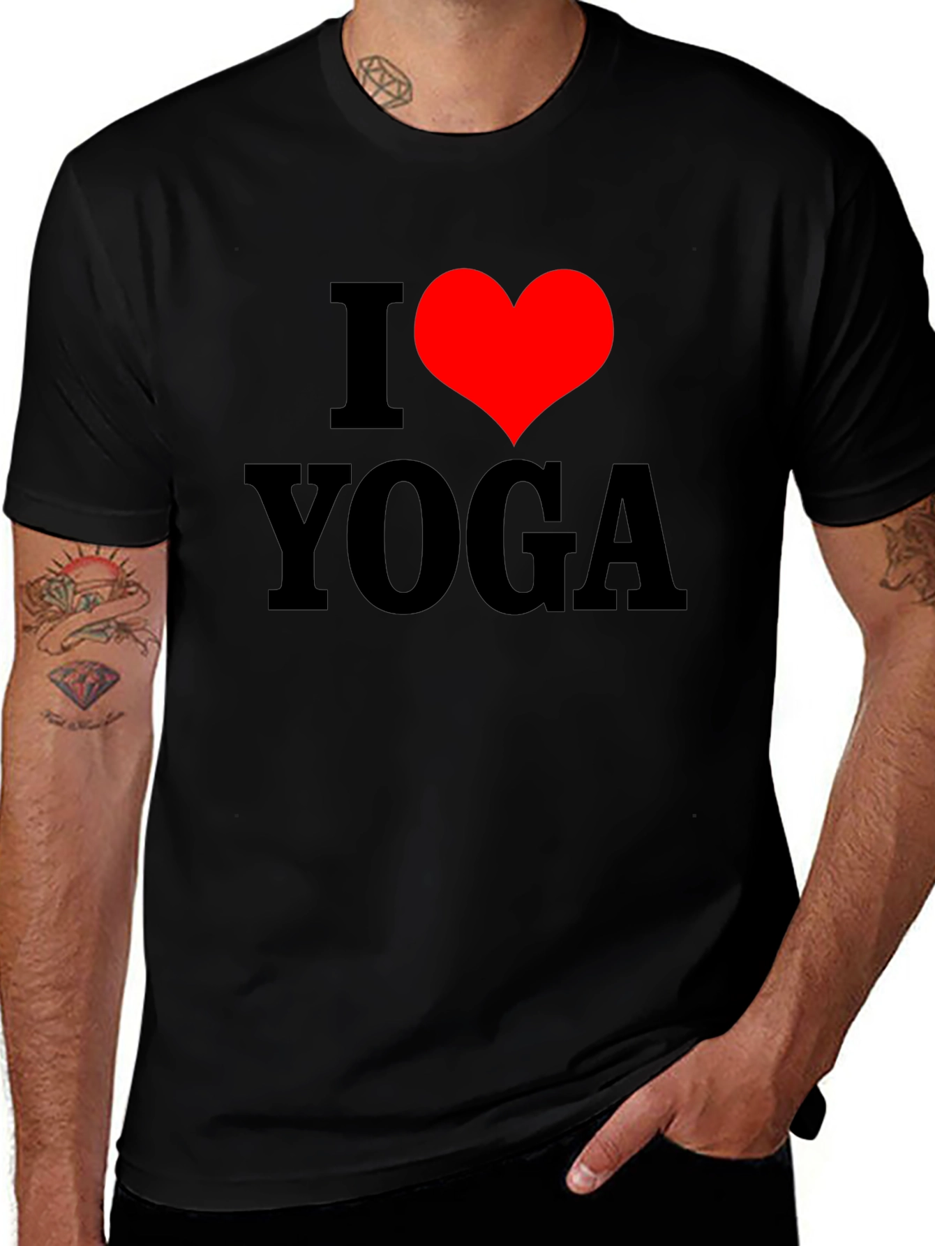 I Heart Yoga Graphic T-Shirt - Black