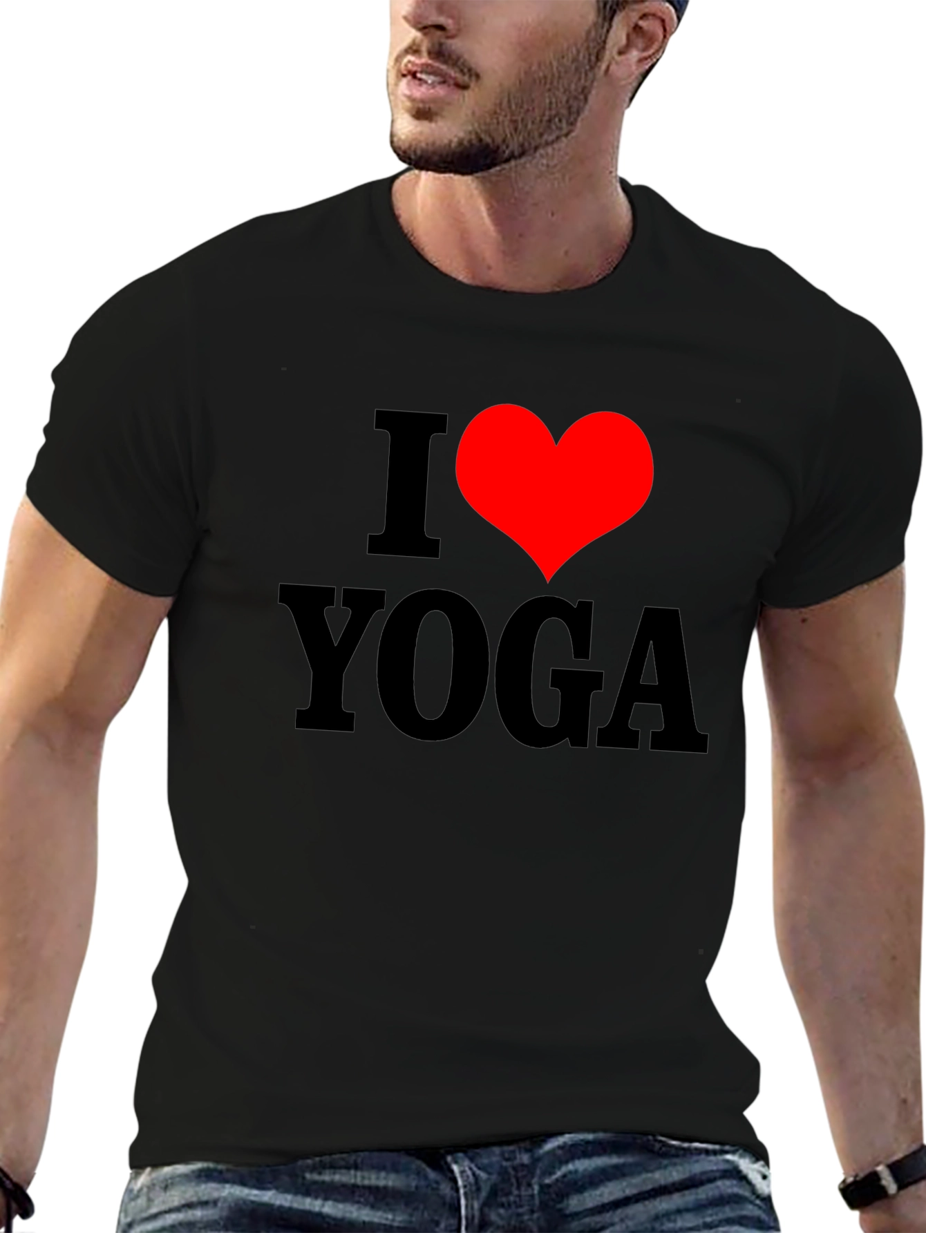 I Heart Yoga Graphic T-Shirt - Black