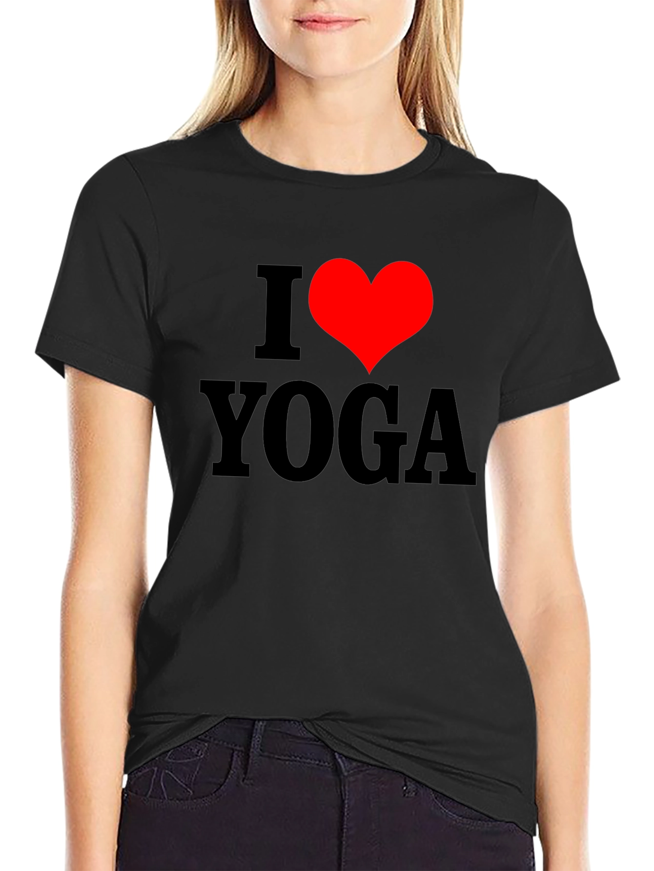I Heart Yoga Graphic T-Shirt - Black
