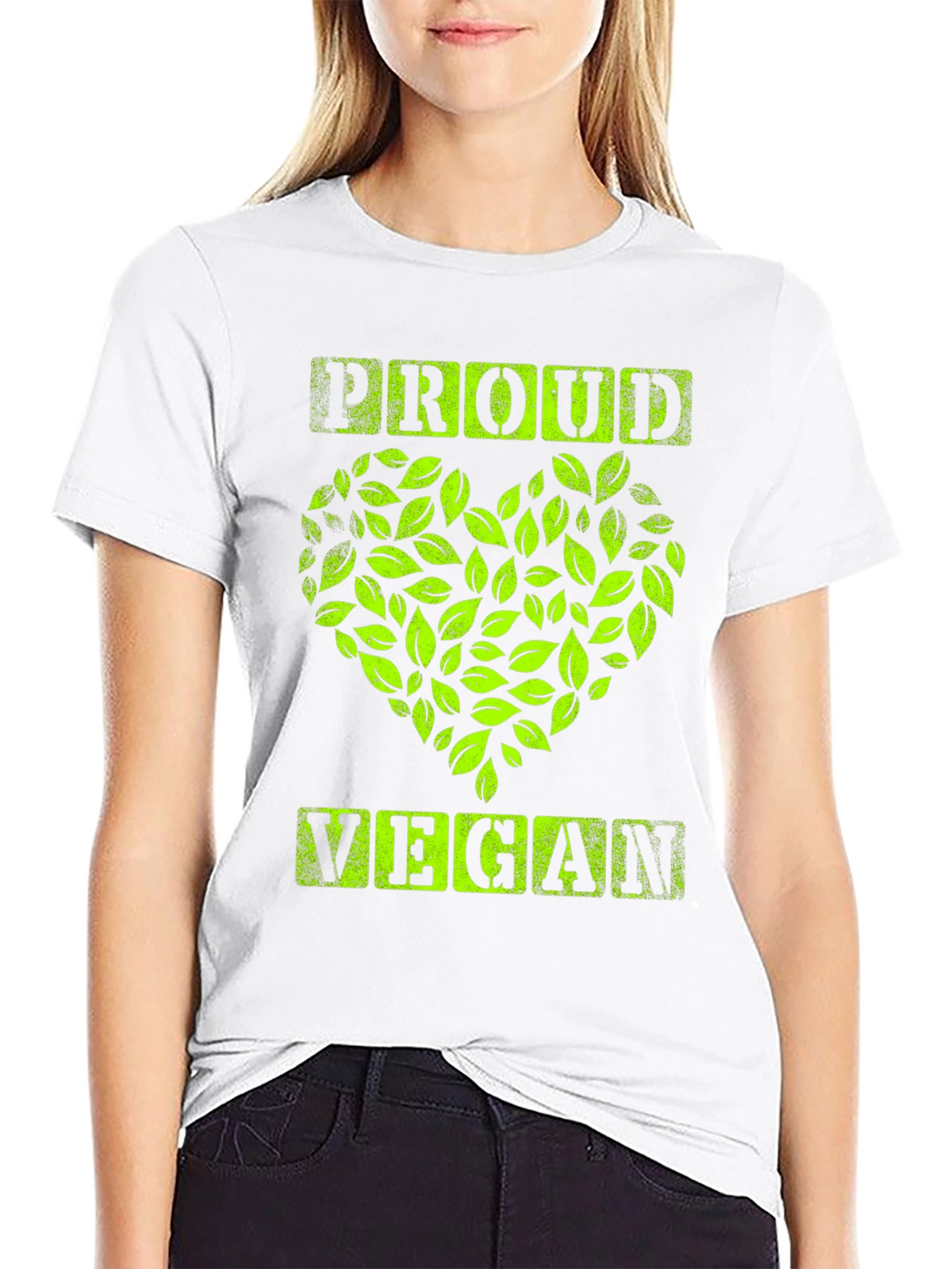 Proud Vegan Graphic Tee - Leaf Heart Design