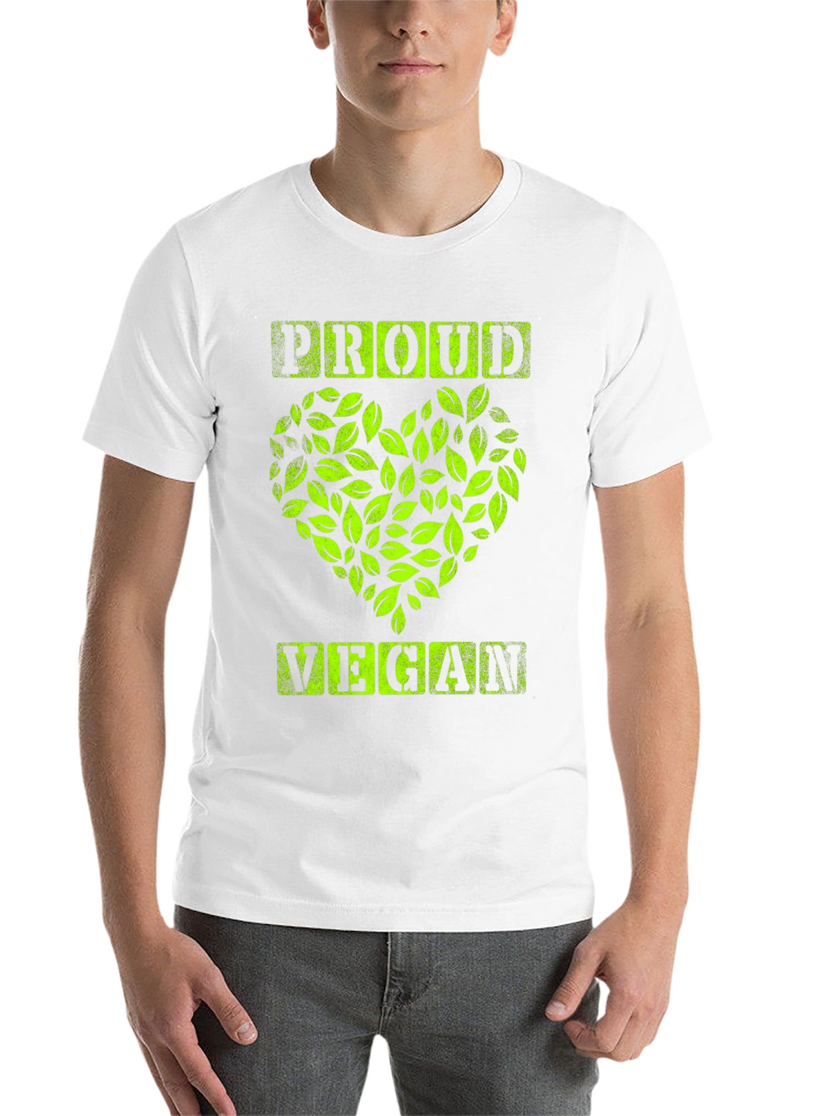 Proud Vegan Graphic Tee - Leaf Heart Design