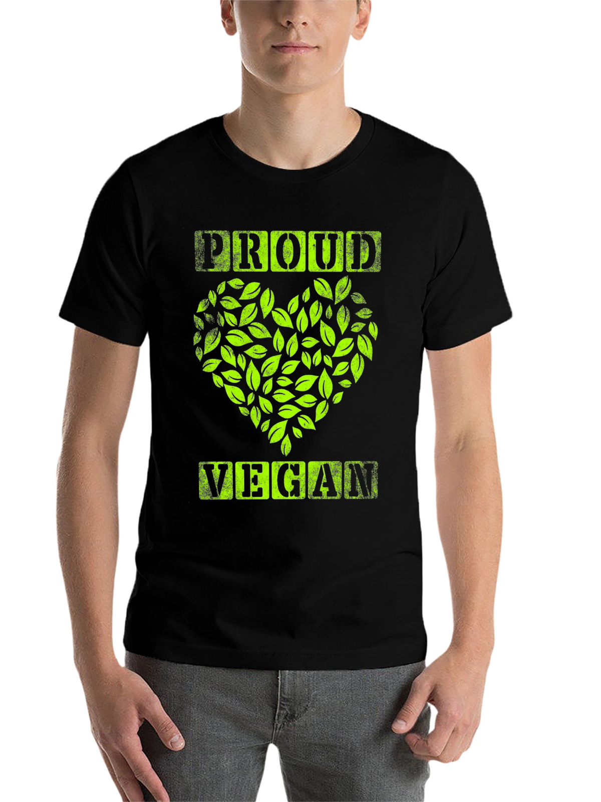 Proud Vegan Graphic Tee - Leaf Heart Design