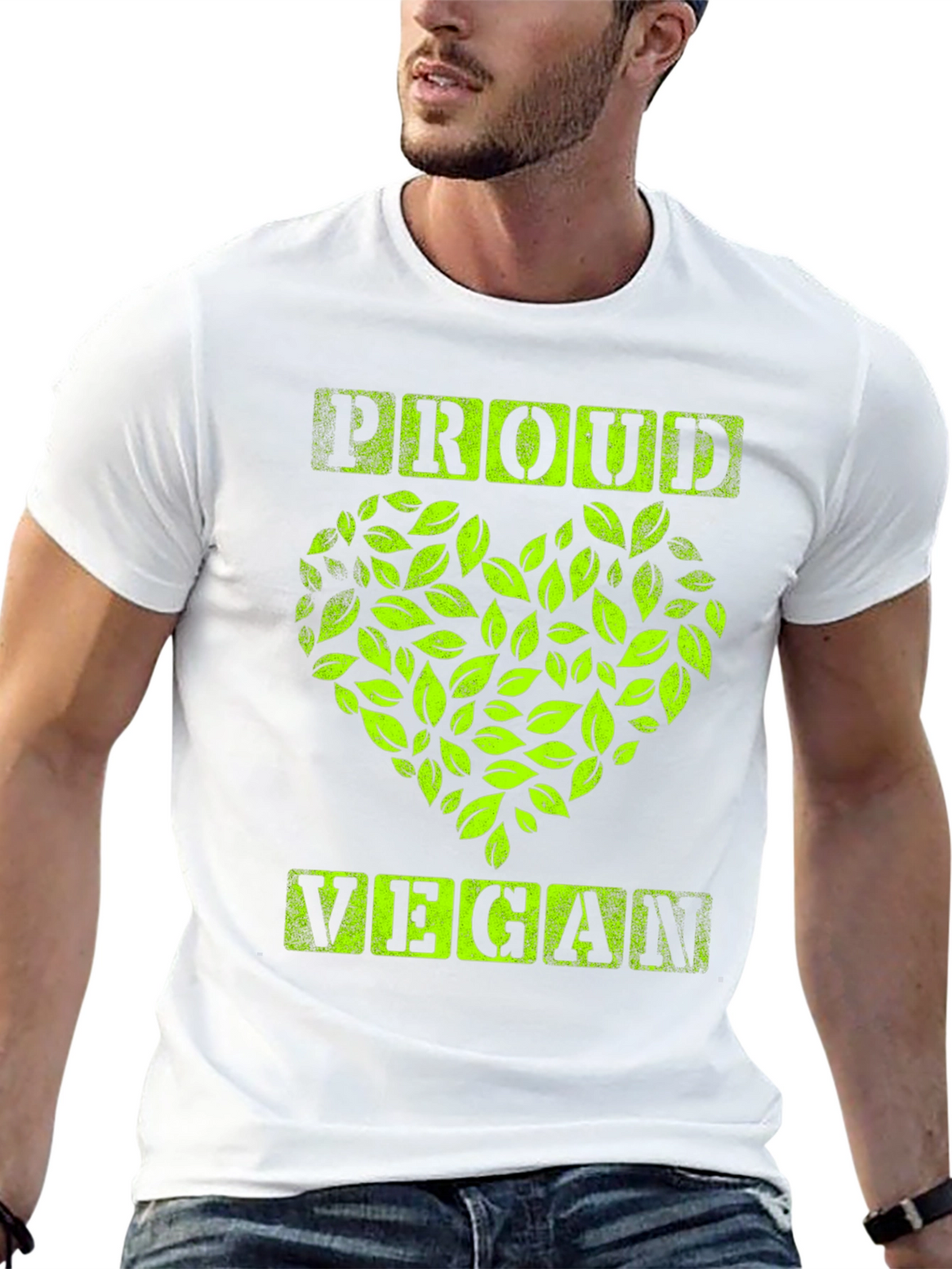 Proud Vegan Graphic Tee - Leaf Heart Design