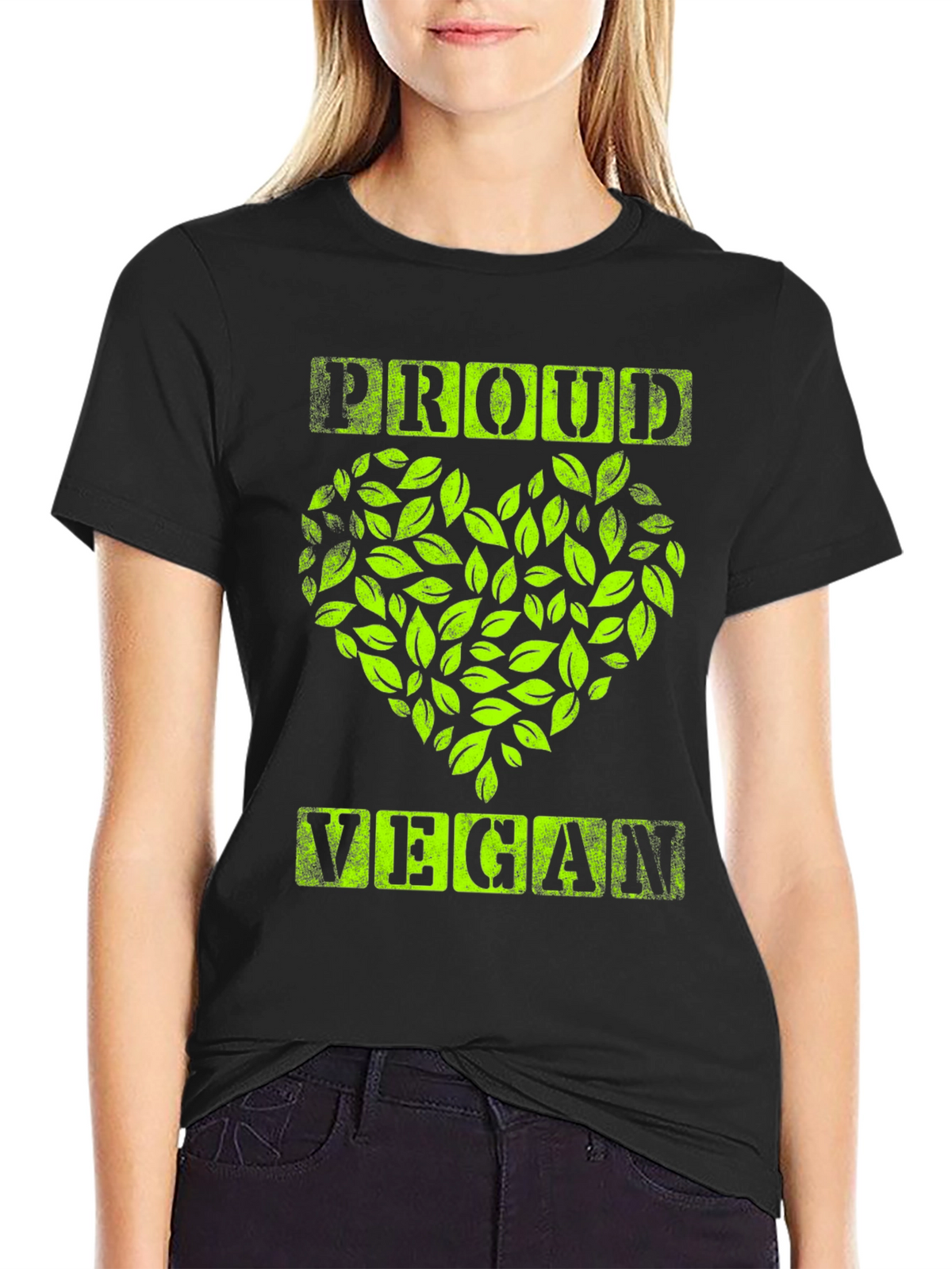 Proud Vegan Graphic Tee - Leaf Heart Design