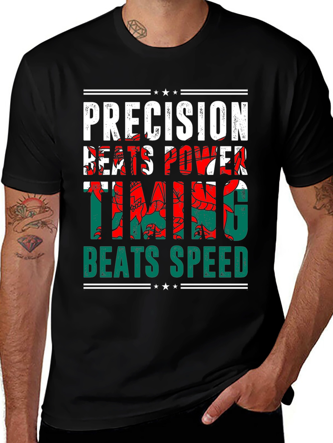 Precision Beats Power Timing Beats Speed Welsh Dragon T-Shirt