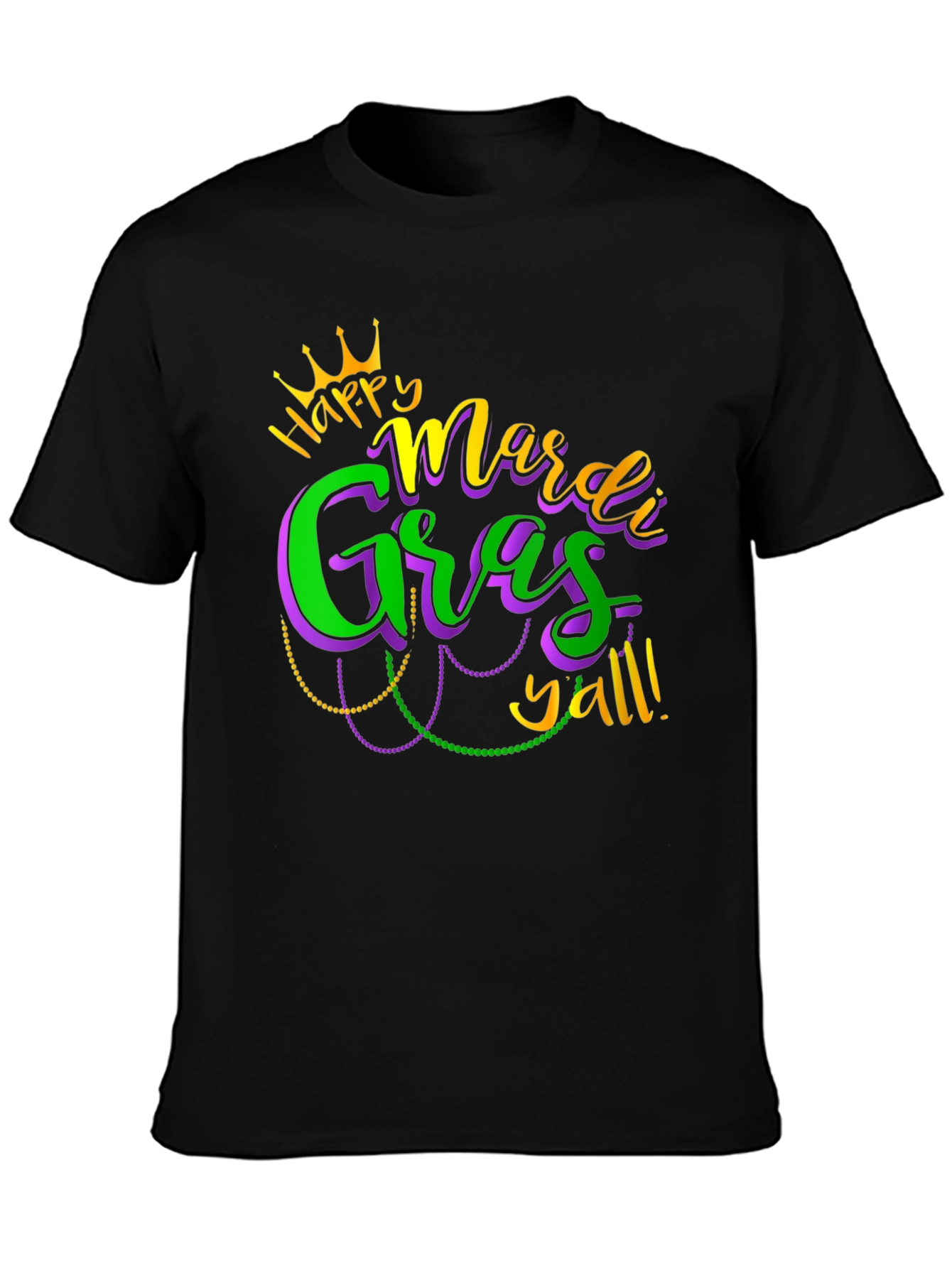 Mardi Gras Yall Graphic Tee - Black