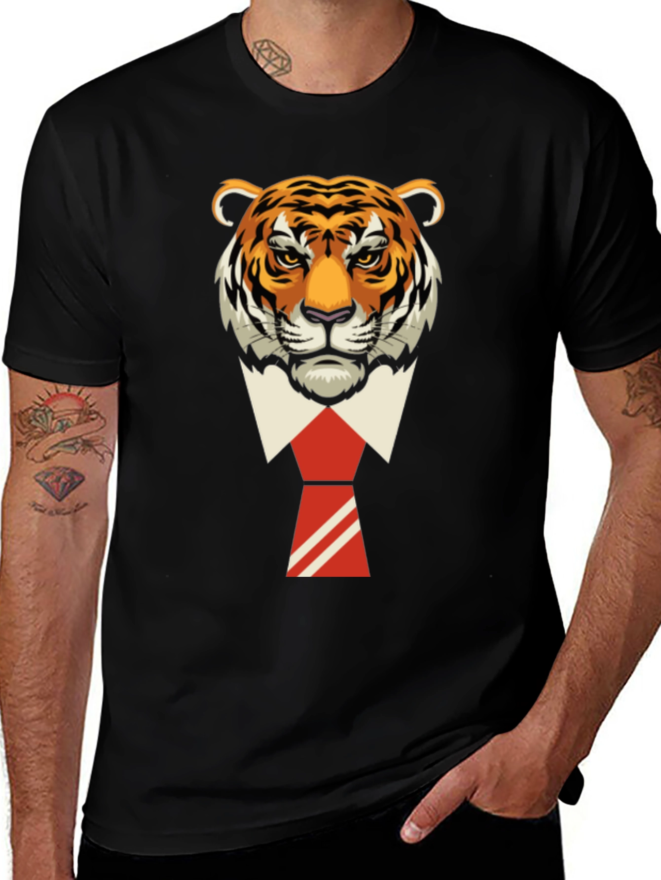 Tiger Head in Suit T-Shirt - Cool Graphic Tee