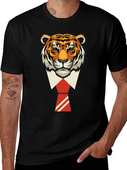 Tiger Head in Suit T-Shirt - Cool Graphic Tee