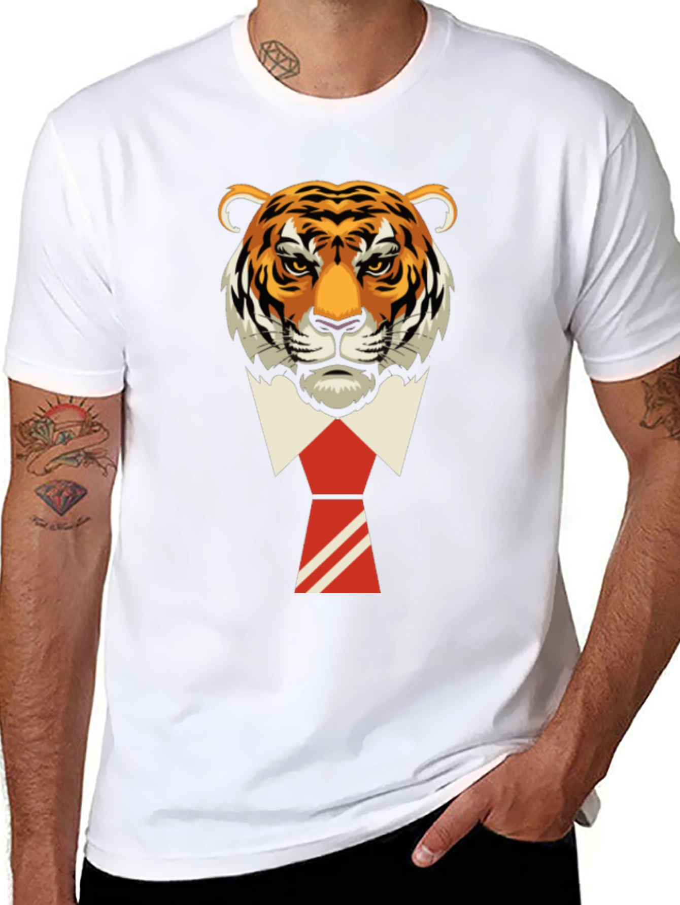 Tiger Head in Suit T-Shirt - Cool Graphic Tee