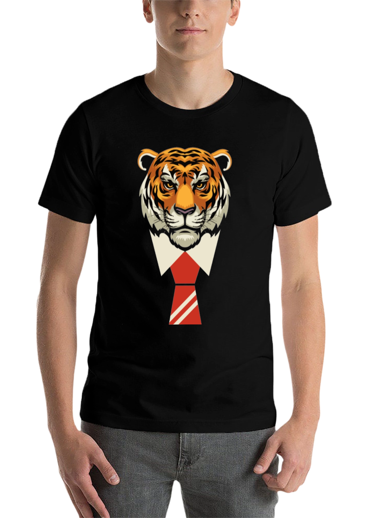 Tiger Head in Suit T-Shirt - Cool Graphic Tee
