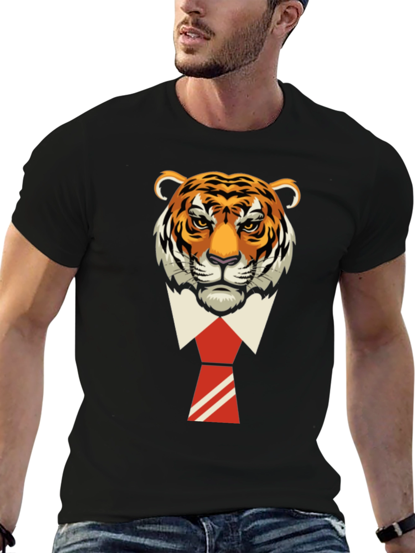 Tiger Head in Suit T-Shirt - Cool Graphic Tee