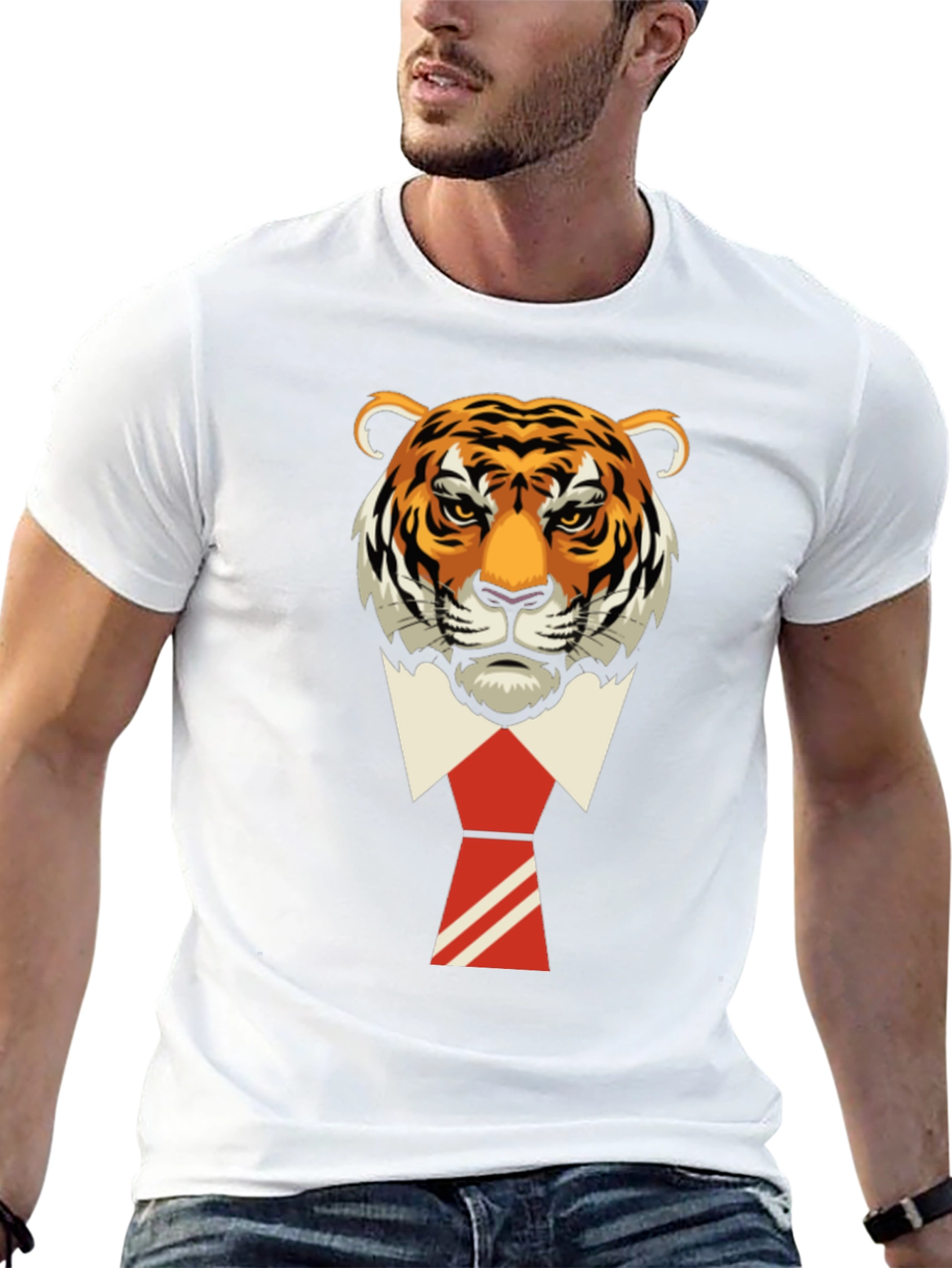 Tiger Head in Suit T-Shirt - Cool Graphic Tee