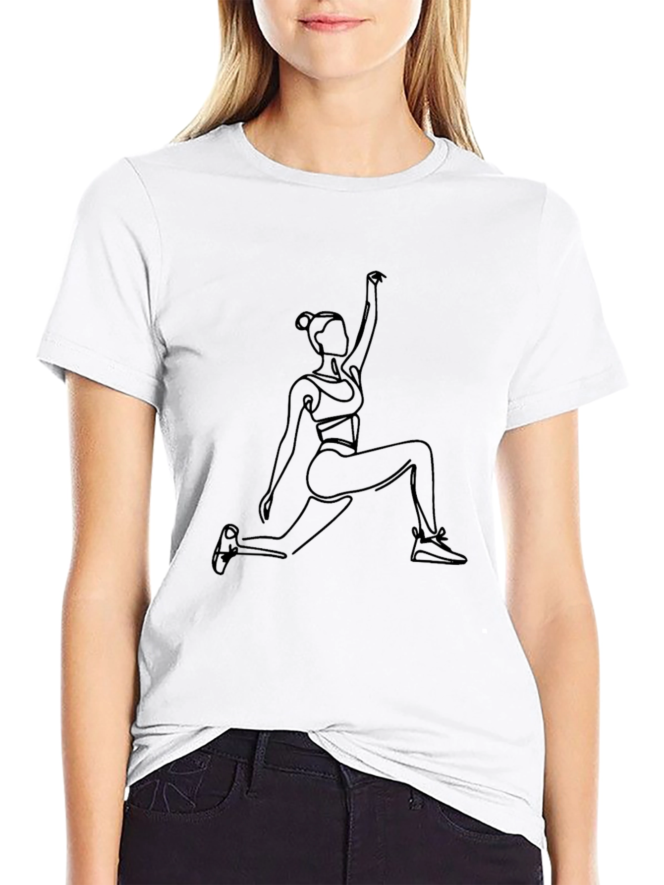 Yoga Line Art Black T-Shirt