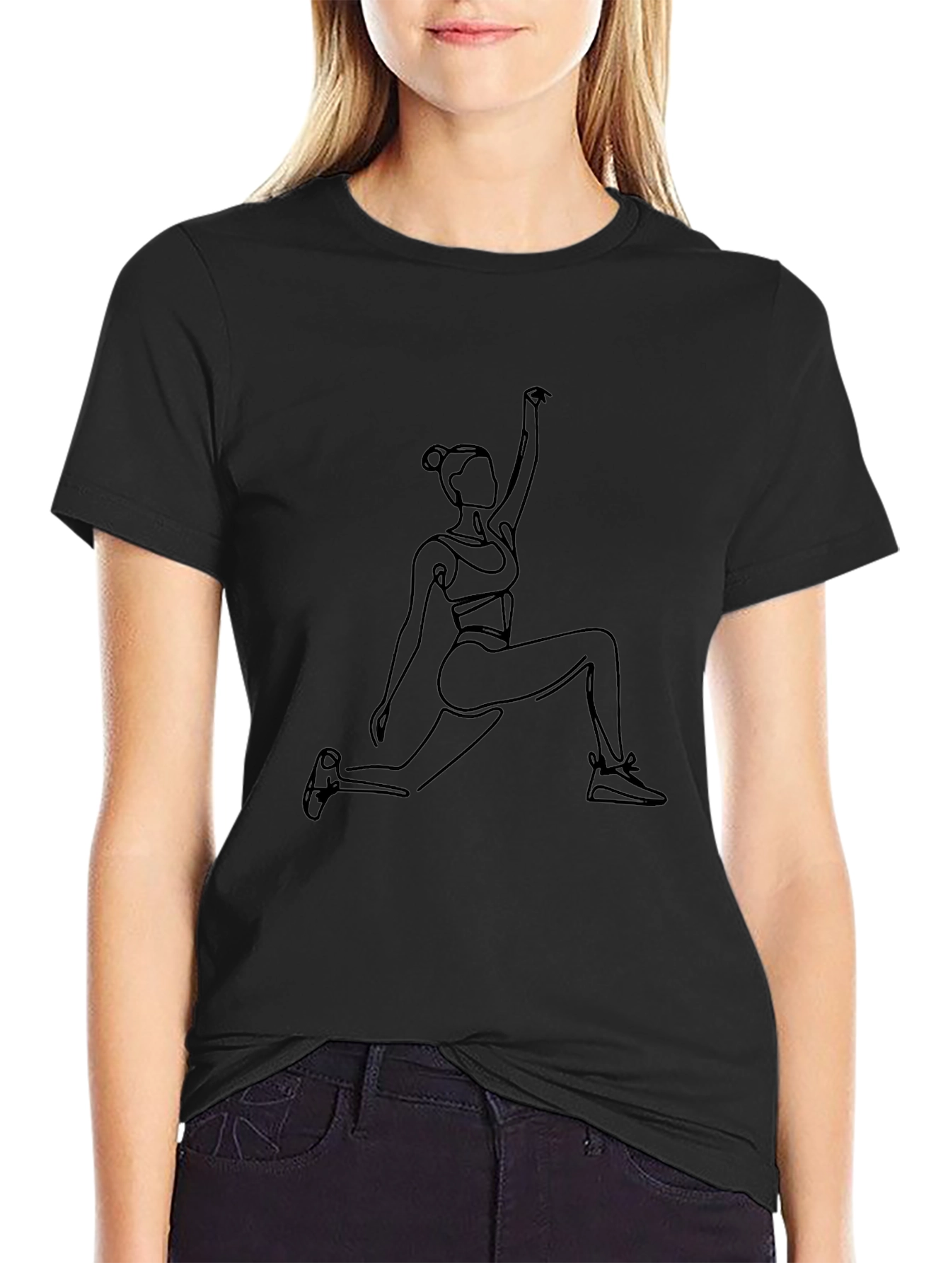 Yoga Line Art Black T-Shirt