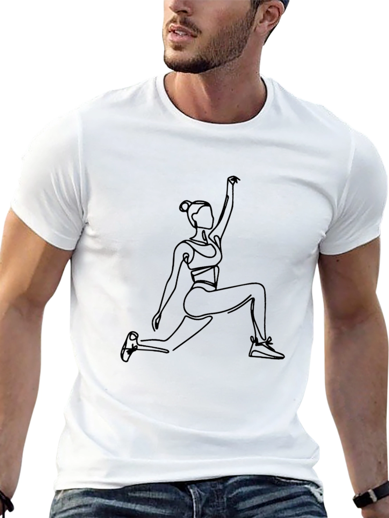 Yoga Line Art Black T-Shirt