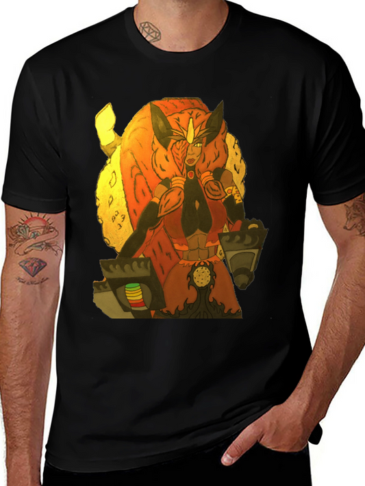 Fantasy Character Graphic Print Black T-Shirt