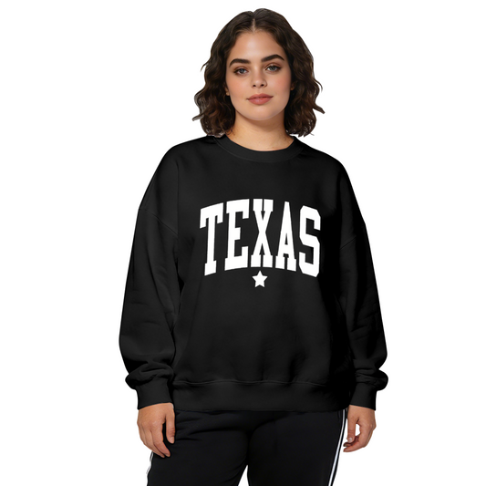 Retro Texas Star Letter Print Crewneck Sweatshirt