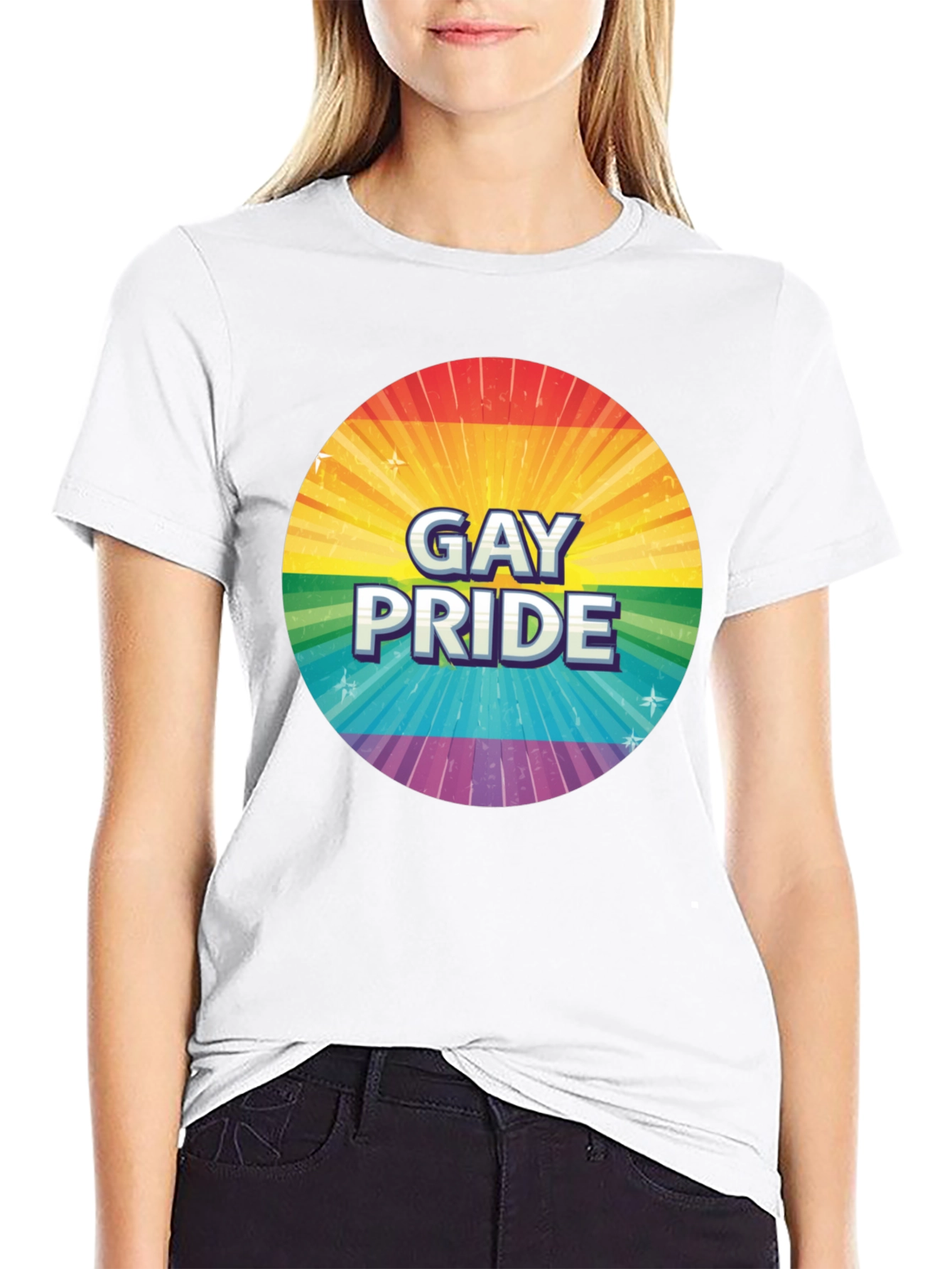 Gay Pride Rainbow Graphic Tee - Black
