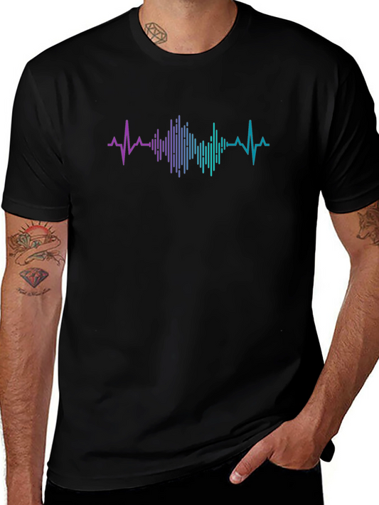 Heartbeat Rhythm Graphic Black T-Shirt
