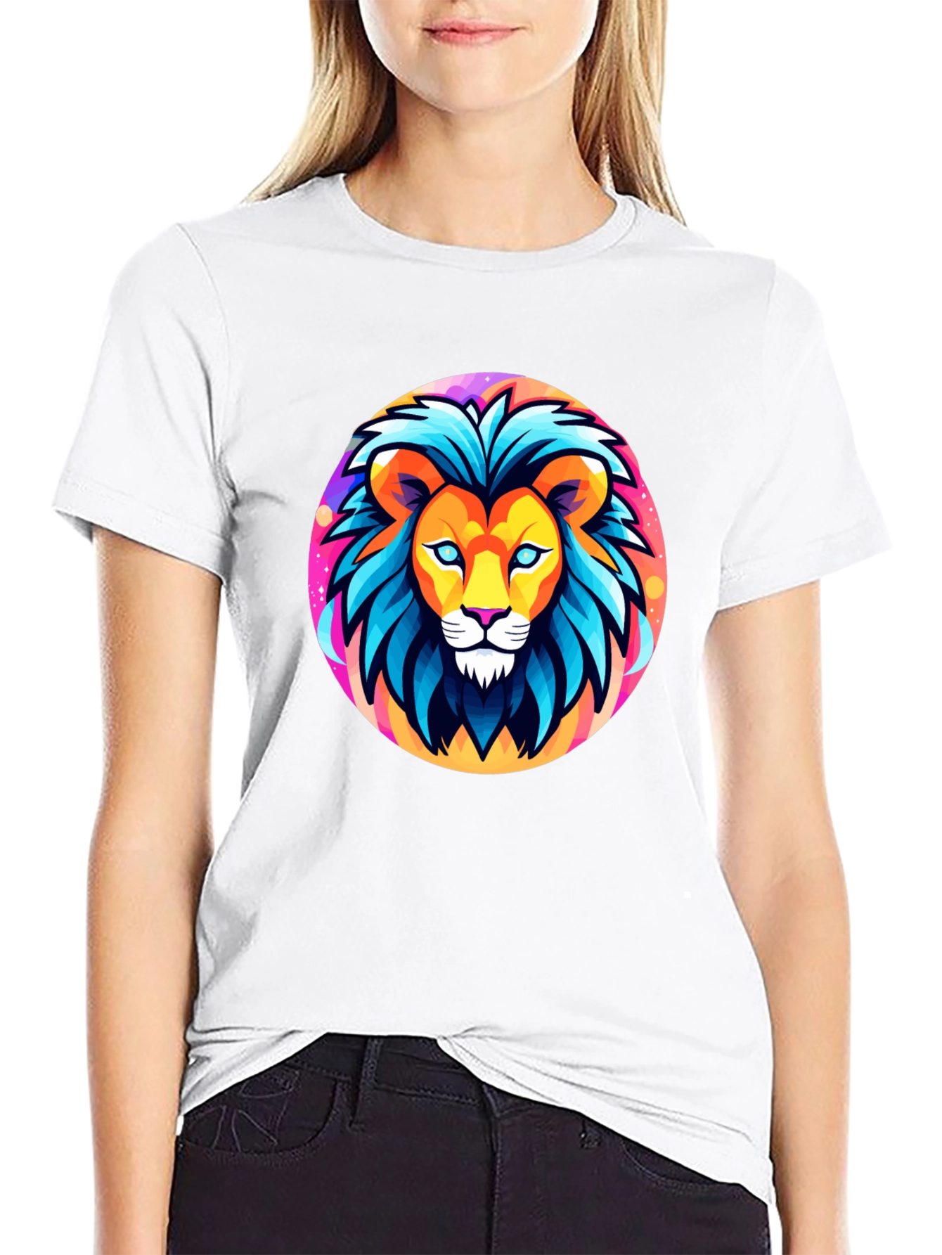 Bold Lion Graphic Tee - Black Cotton Shirt
