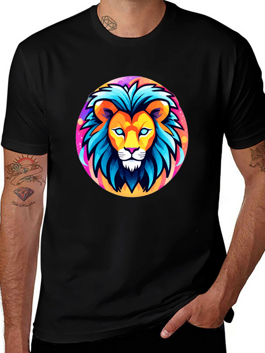 Bold Lion Graphic Tee - Black Cotton Shirt