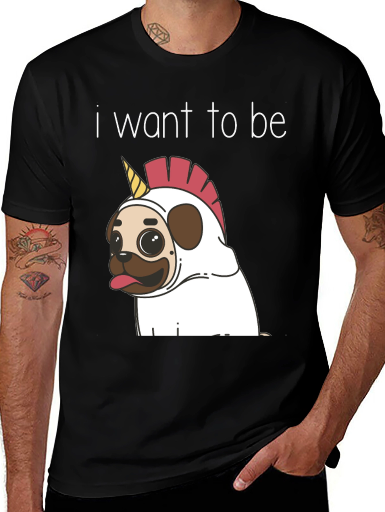 Unicorn Pug Graphic T-Shirt