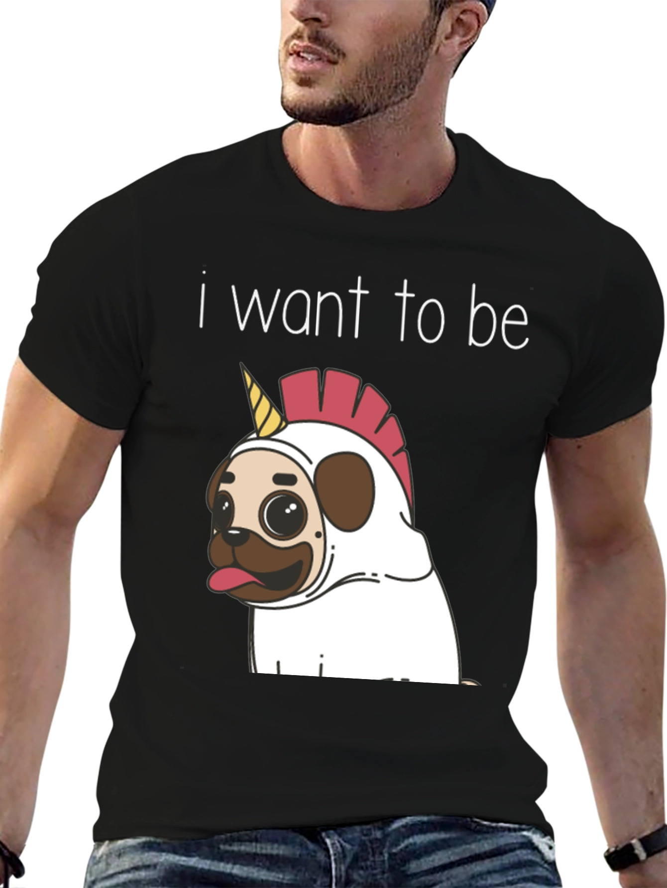 Unicorn Pug Graphic T-Shirt