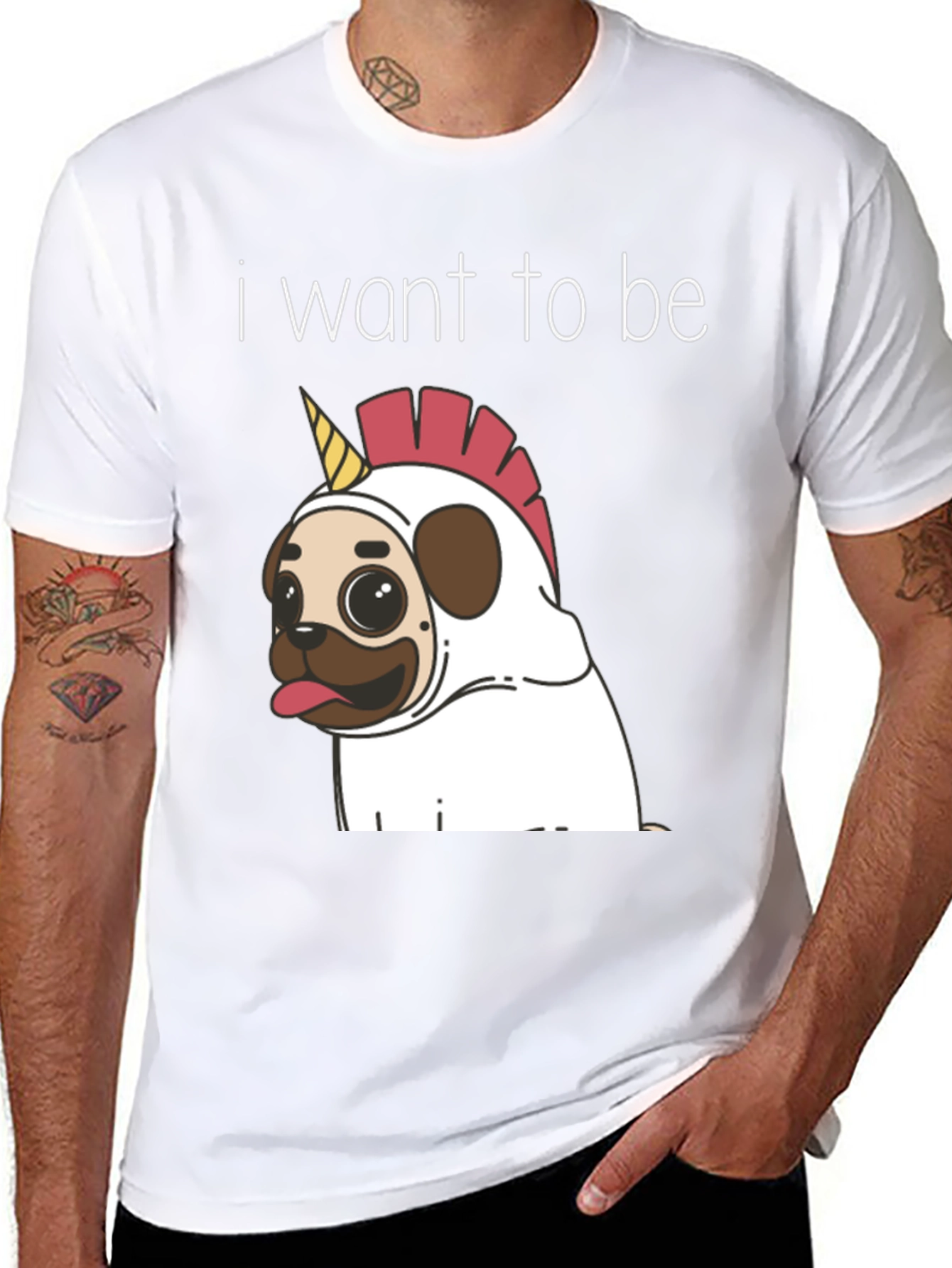 Unicorn Pug Graphic T-Shirt
