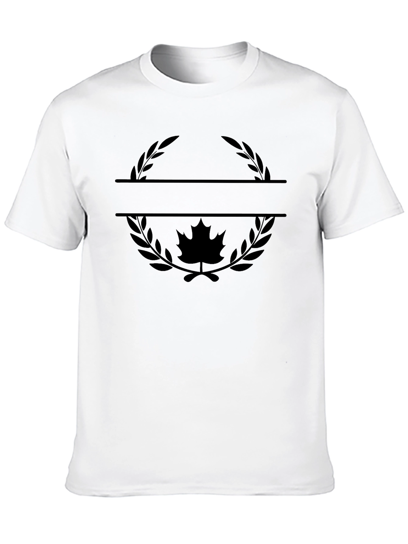 Maple Leaf Wreath Graphic Tee - Stylish Black T-Shirt