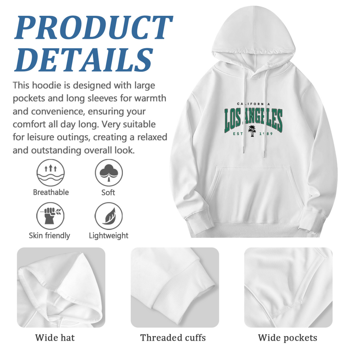 Los Angeles California Palm Tree Retro Graphic Hoodie