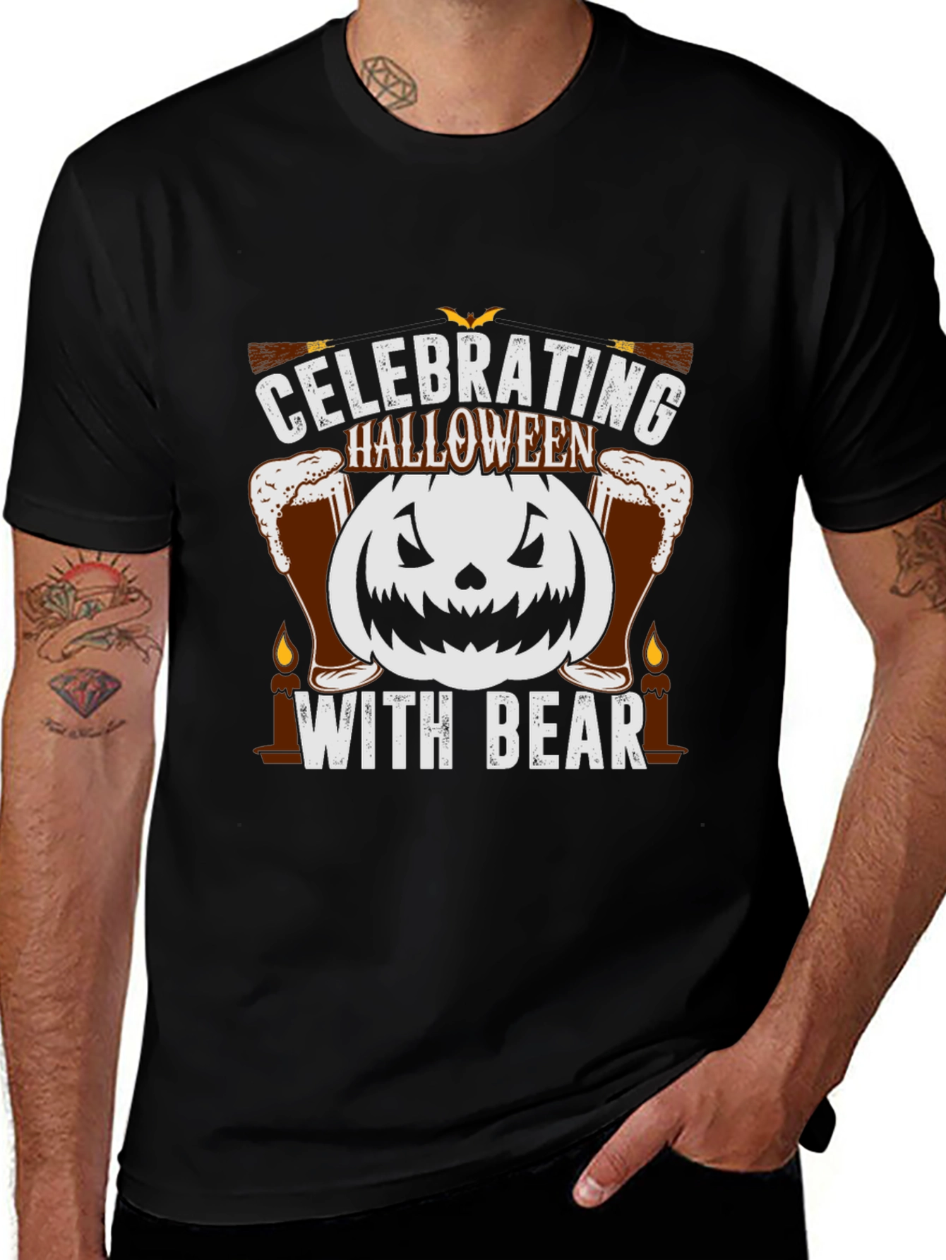 Halloween Beer Pumpkin T-Shirt - Celebrating with Beer