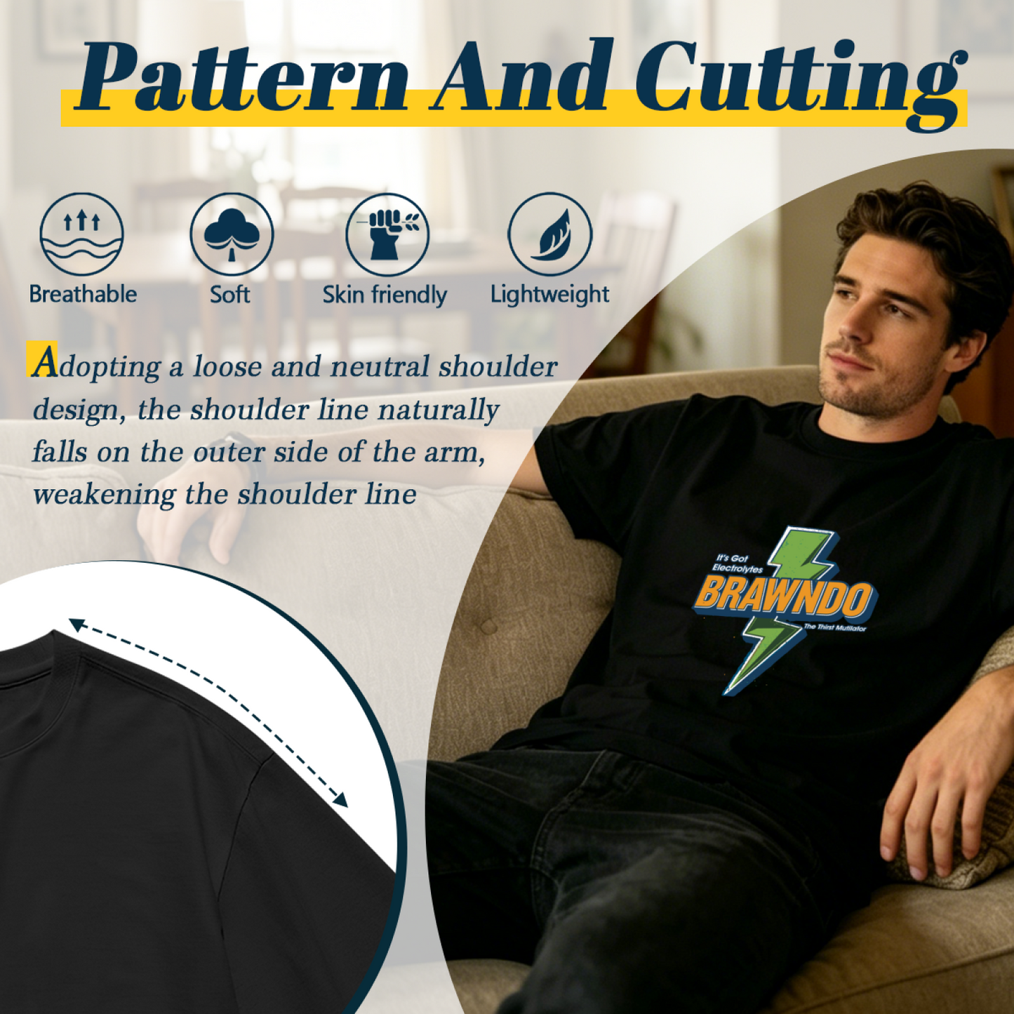 Men's Brawndo Lightning Retro Movie Reference Graphic Tee