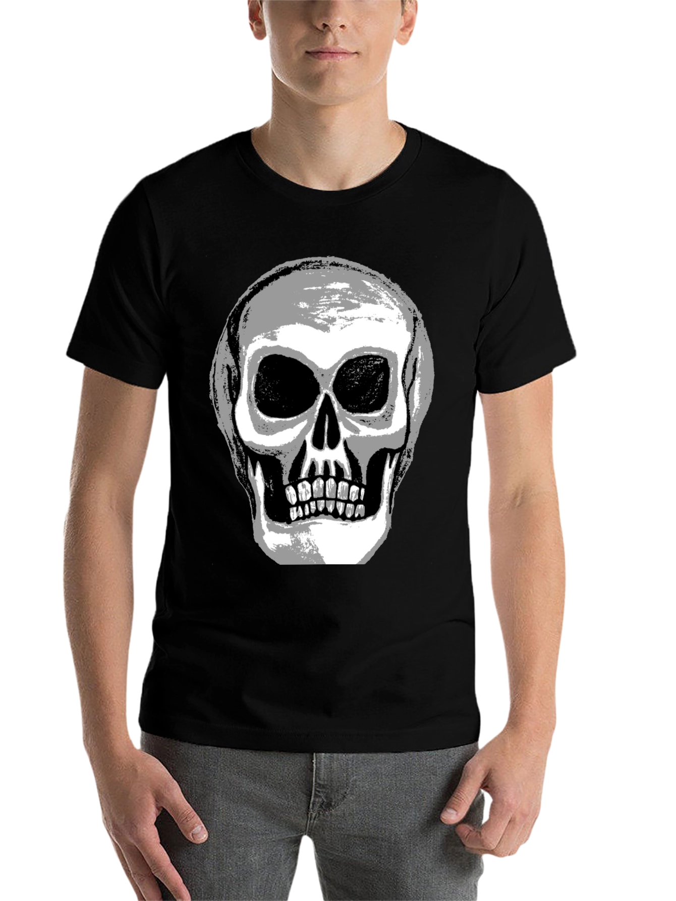 Skull Graphic Tee - Mens Black Cotton T-Shirt