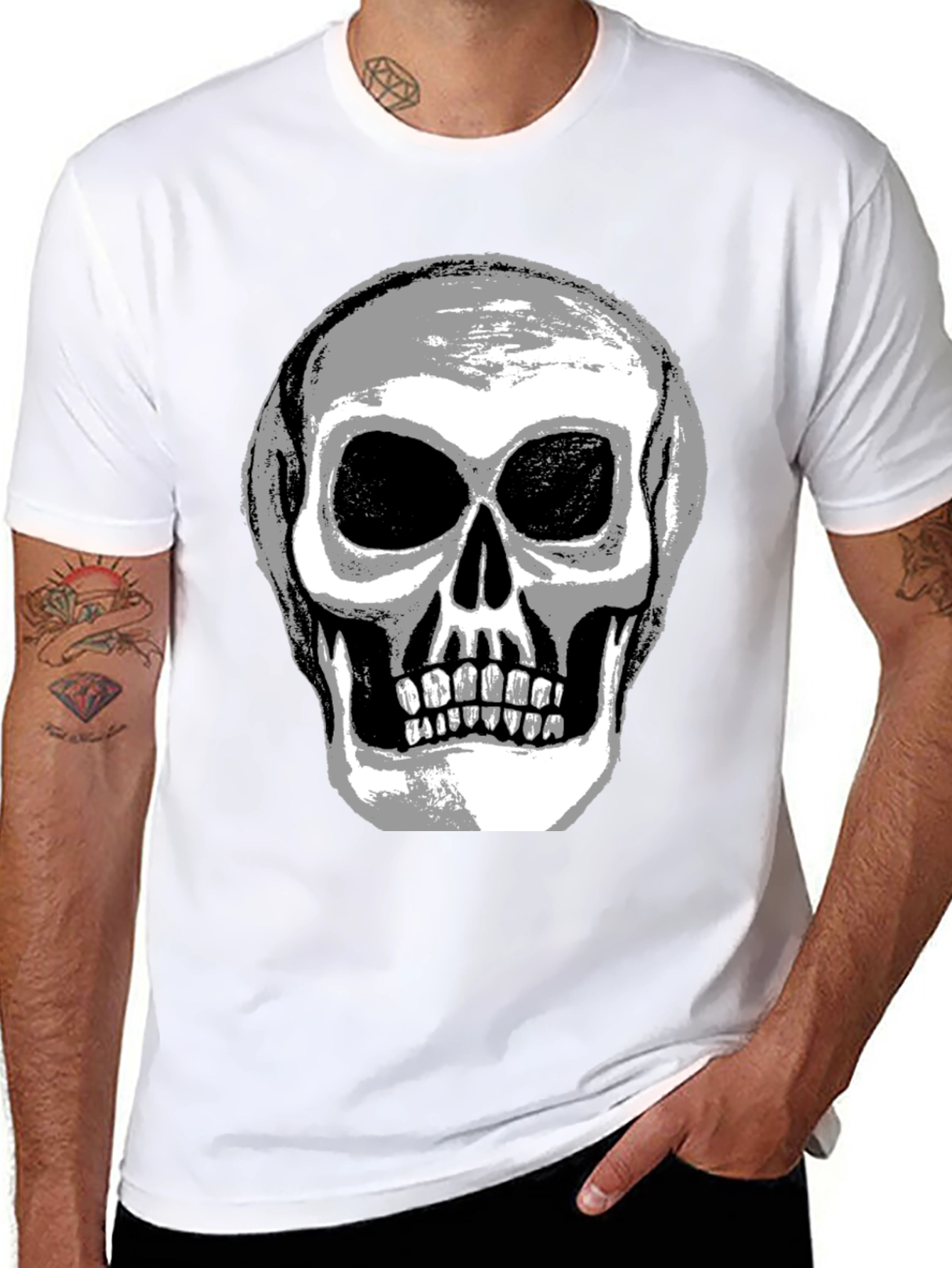 Skull Graphic Tee - Mens Black Cotton T-Shirt