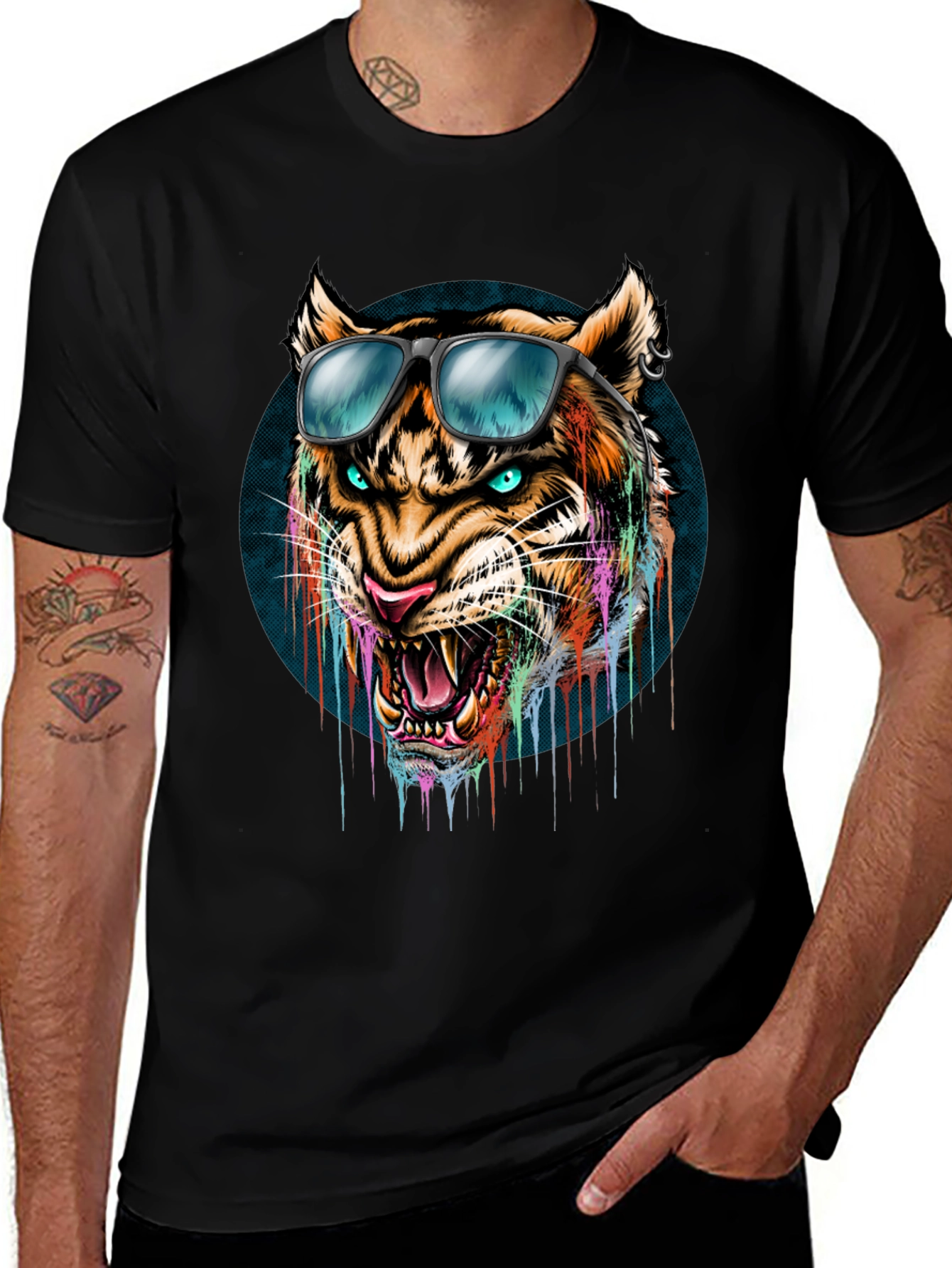 Cool Tiger Graphic Tee - Mens Black T-Shirt