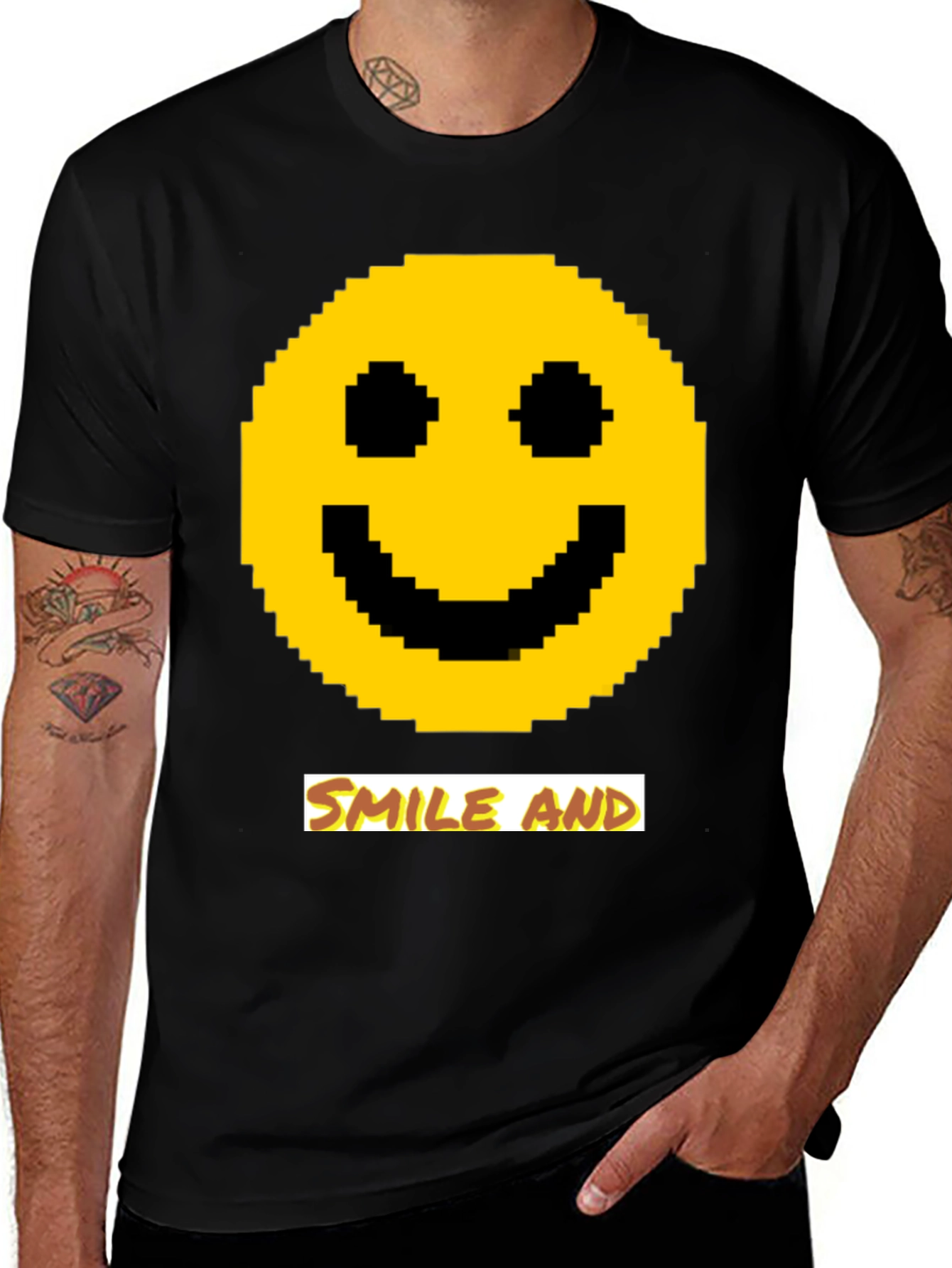 Pixel Smiley Face T-Shirt - Smile and...