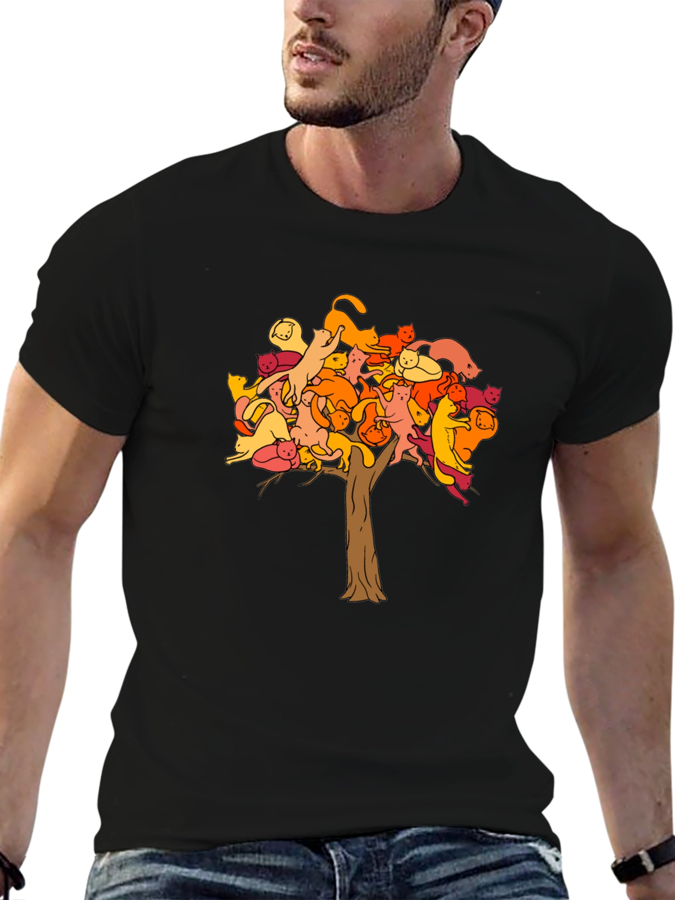 Cat Tree Graphic Tee - Unisex Black T-Shirt