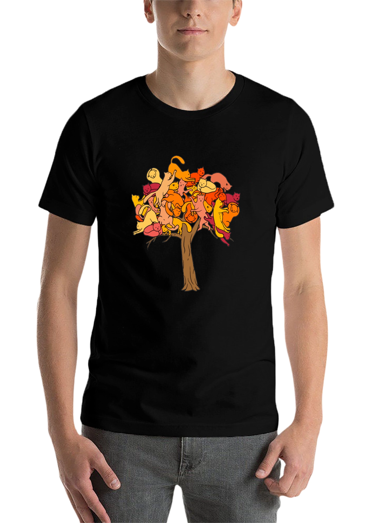 Cat Tree Graphic Tee - Unisex Black T-Shirt